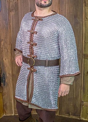 Miniatura 5 de MEDIEVALS - Chaleco de malla abierta frontal con remaches planos de aluminio con ribete de cuero