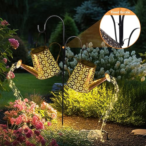 Miniatura 3 de Mousike Luces solares para decoración de jardín al aire libre, linterna colgante grande, impermeable, regadera, luces de paisaje, decoraciones