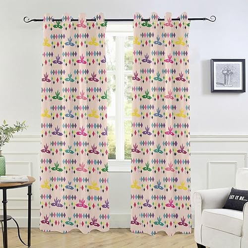 Mardi Gras Festive Blackout Curtain 84" Doorway Curtains for Window Treatments Curtains for Sliding Glass Door Closet Curtains Decor Cortinas para