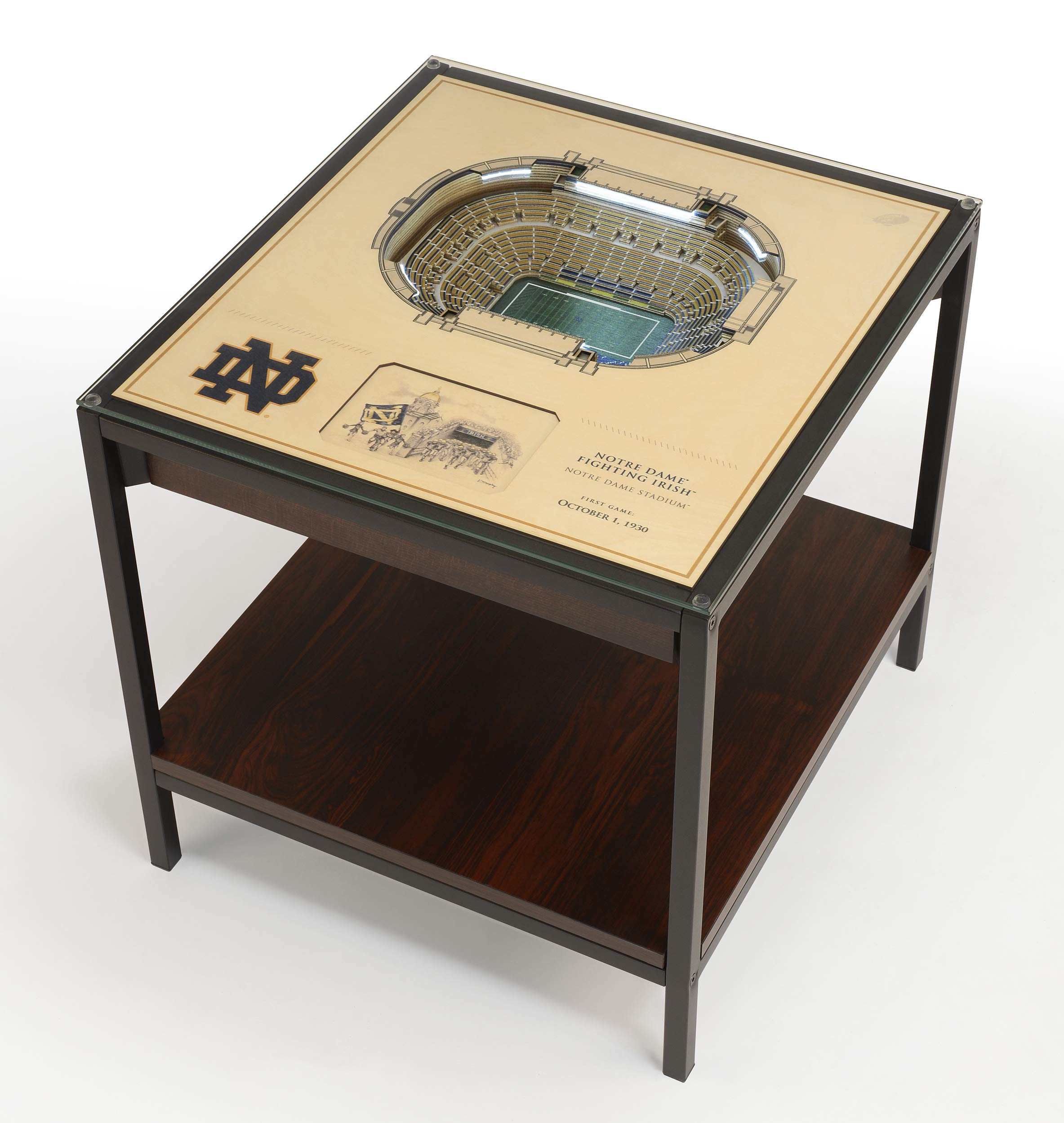 YouTheFan NCAA Notre Dame Fighting Irish 25-Layer StadiumViews Lighted End Table