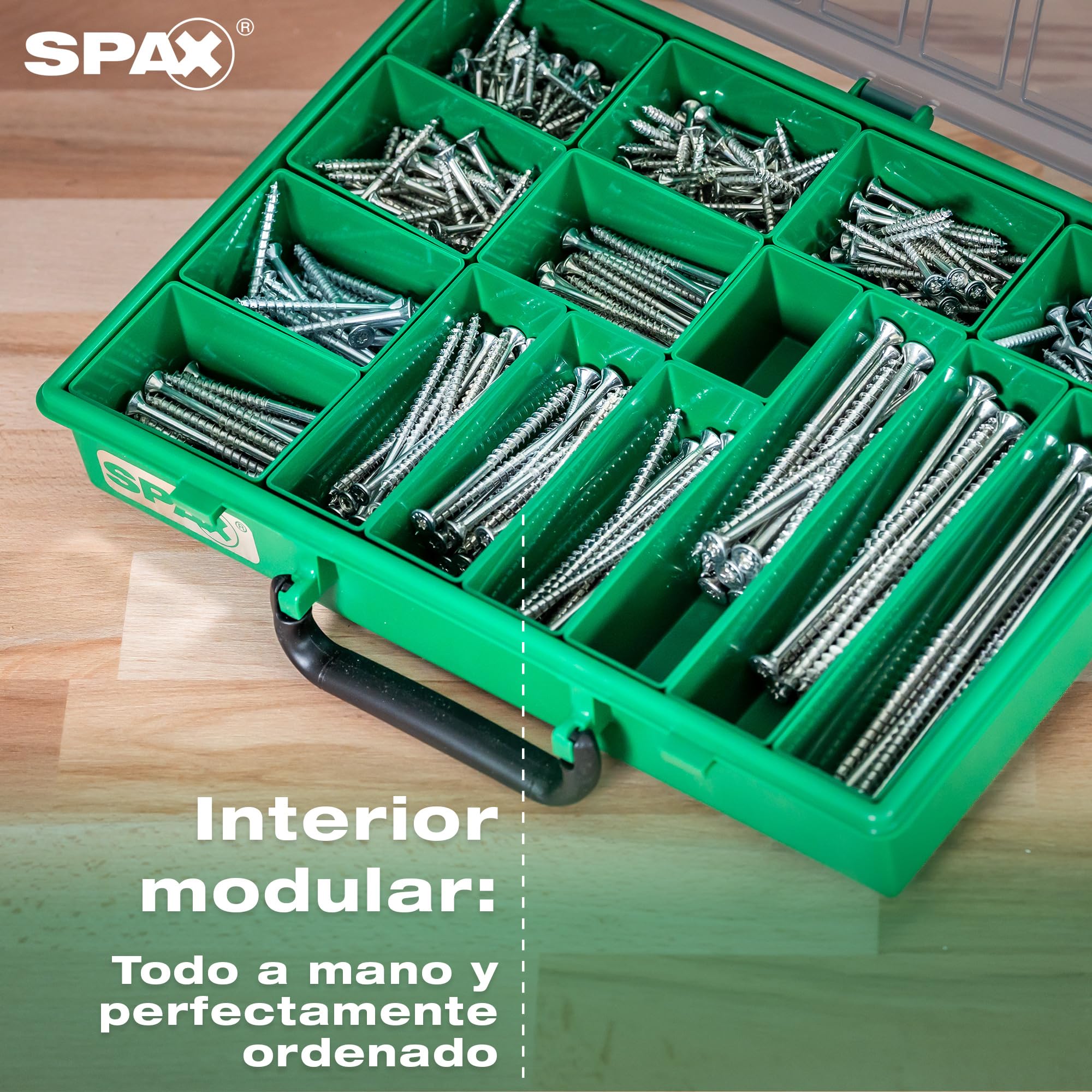 SPAX Juego de tornillos con 384 tornillos de rosca parcial y 3 puntas T-STAR plus - Maletín de herramientas para proyectos de bricolaje, 8000000294570