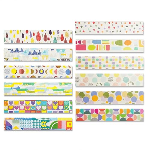 Miniatura 9 de YUBX Bonito juego de 12 rollos de cinta washi de papel de aluminio dorado para dibujo de dibujos animados, cintas decorativas para artes,