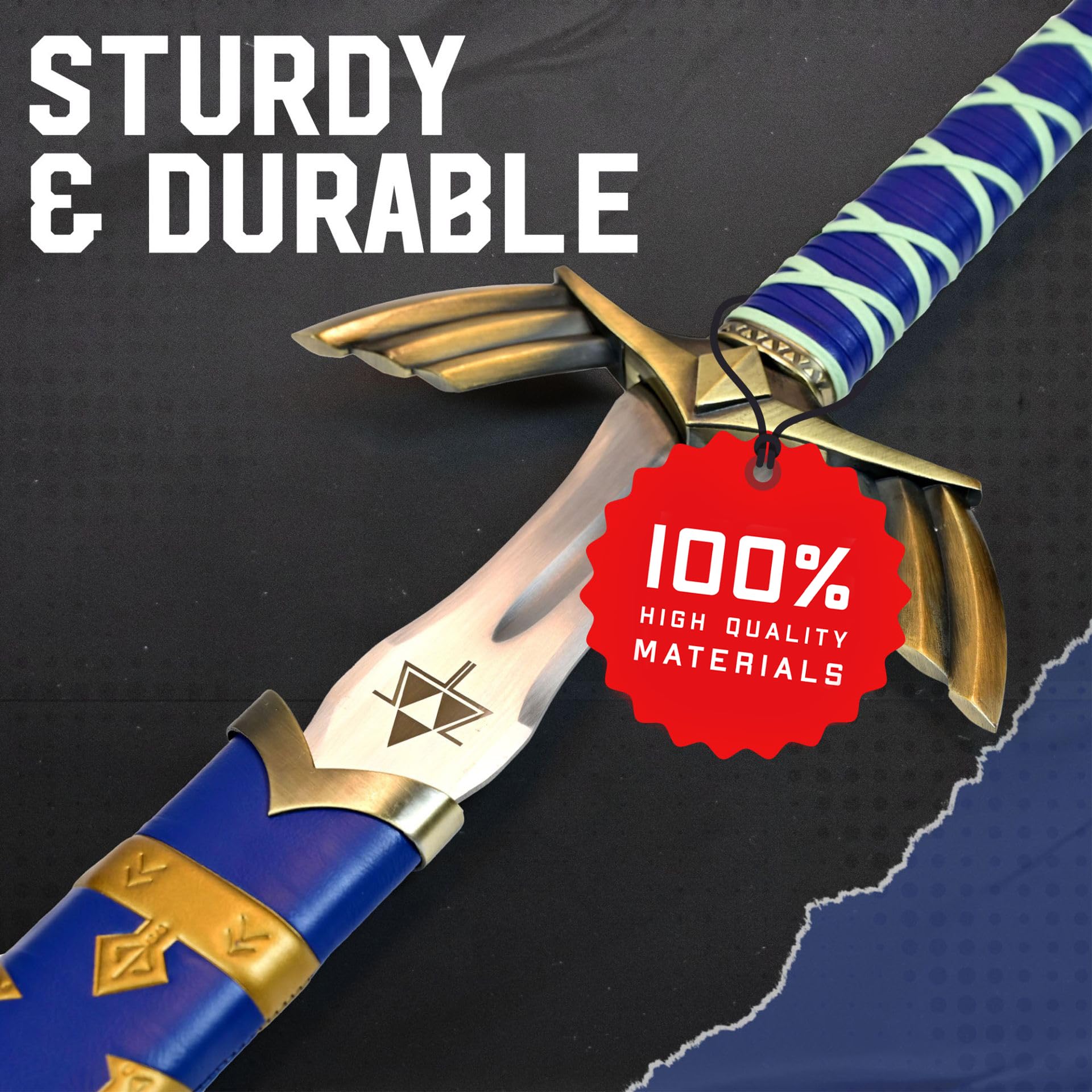 Swords and more Schwert Zelda - Link Hylia Master Sword, Zeldaschwert Edelstahl mit Scheide 125 Zentimeter, Metall Schwert für Zelda Kostüm & Zelda Geschenk