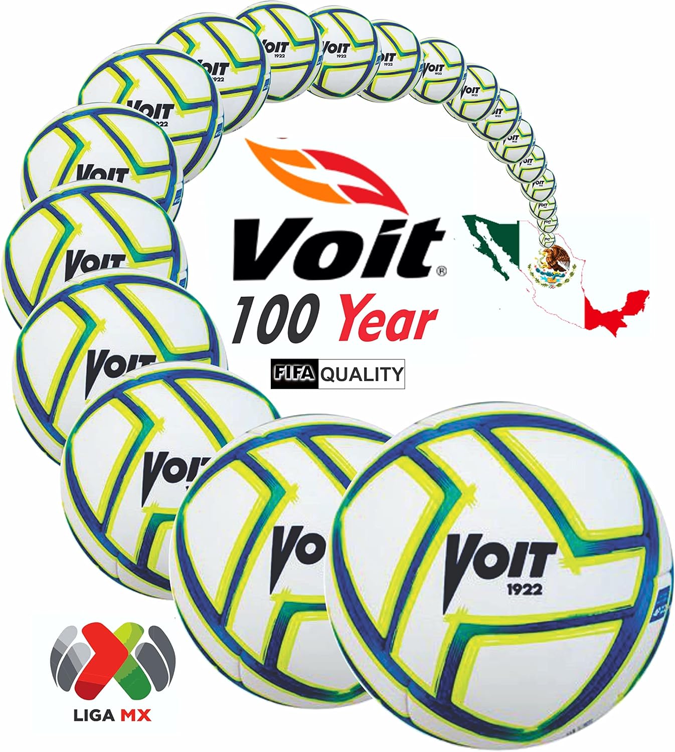 Voit Soccer Ball No. 5 Liga MX Apertura 2022, White/Blue/Yellow: FIFA Quality PRO, Designed for use in Professional, semi-Professional, and Amateur Soccer Leagues - Image 2