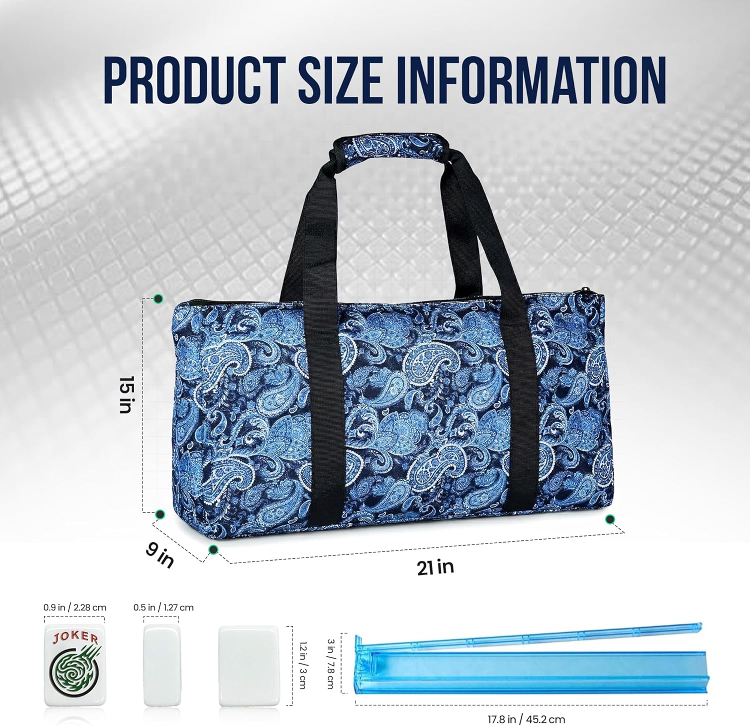 American Mahjong Tile Set with Mat - Premium Quality Melamine Mahjong Set with 166 Scratch-Resistant Tiles, Complete Accessories, and Portable Blue Carrying Case for Timeless Fun