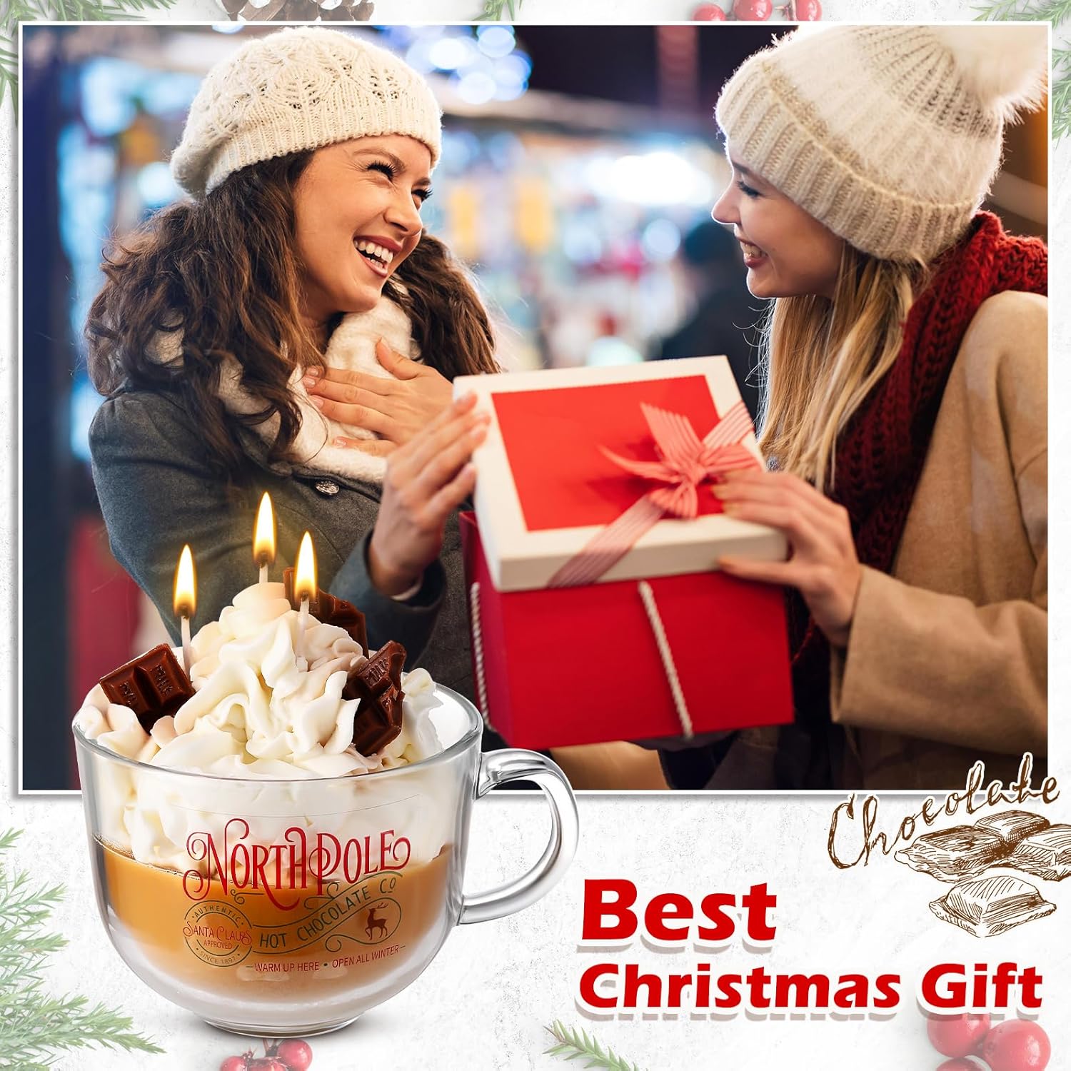 Christmas Dessert Chocolate Candle Hot Cocoa Chocolate Scented Candle Mug Xmas Tabletop Decoration Gift for Christmas Men Women Holiday Stocking Stuffers - Image 5