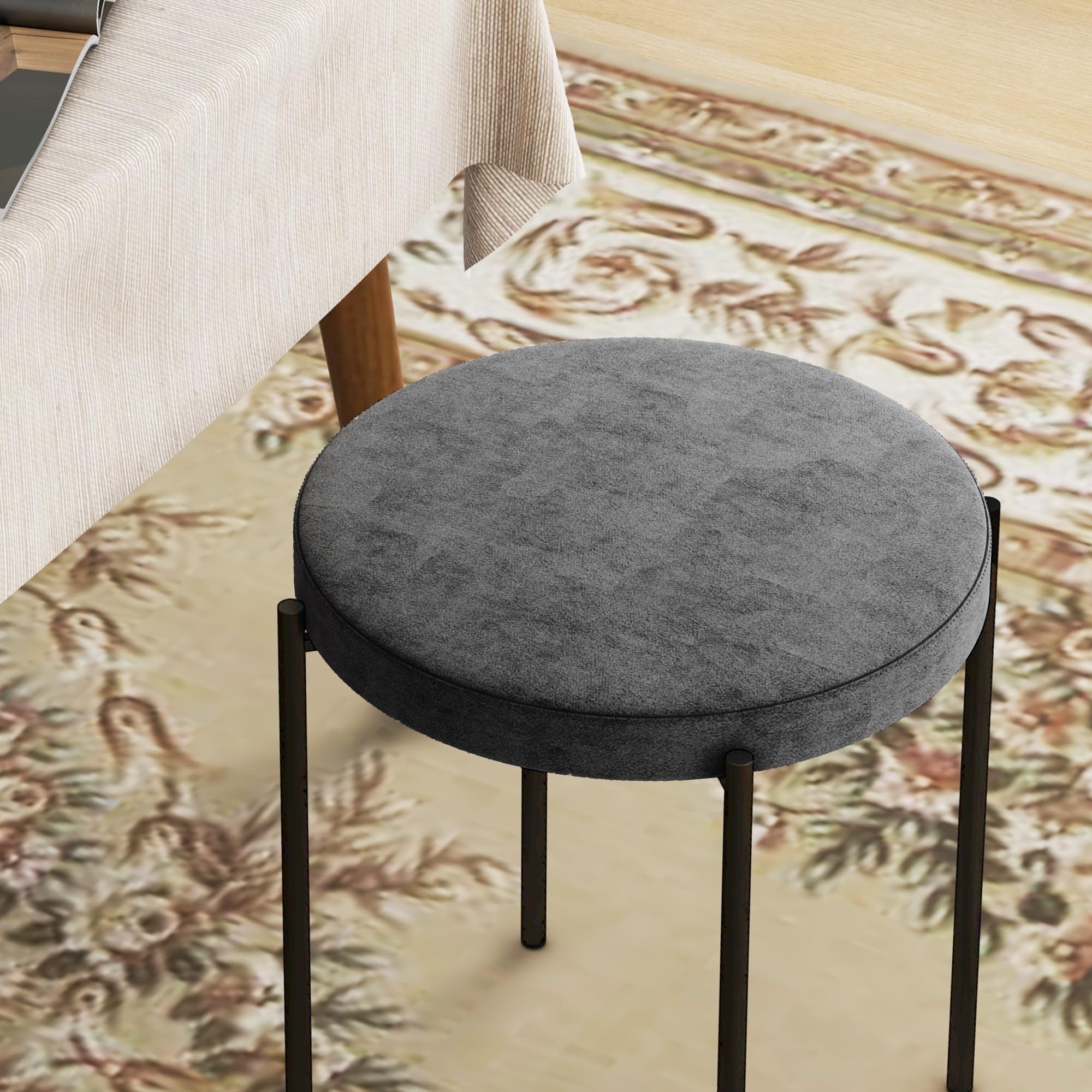 HOMCOM Lot de 4 tabourets de Salle à Manger empilables en métal avec Aspect Velours - pour Salle à Manger, Salon - Gris foncé
