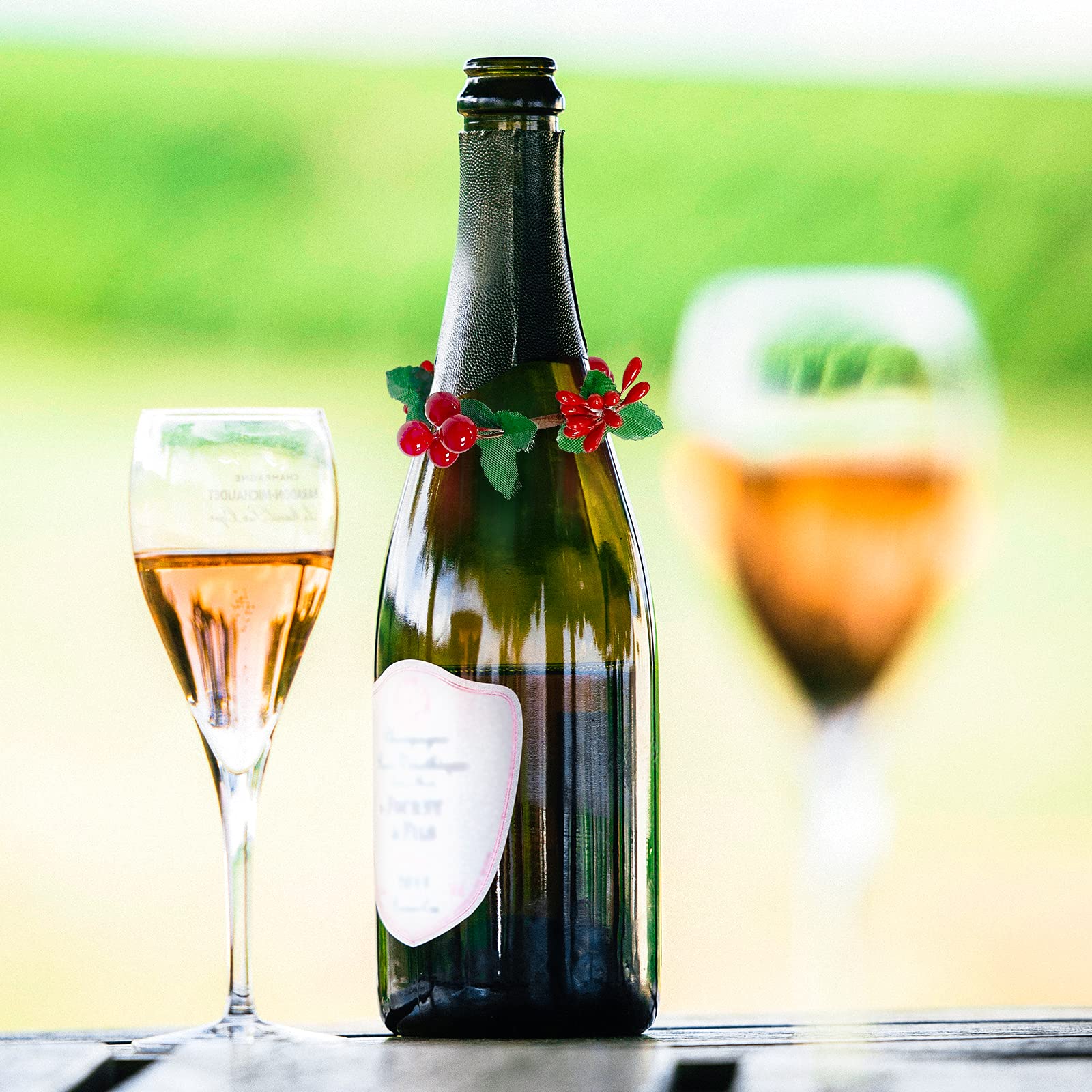 HAOYPAIC Serviettenringe Set von 12, Rustikaler Serviettenring Serviettenhalter handgefertigt rote Beere Tischdekorationen für Hochzeit Weihnachten Thanksgiving Neujahr Valentinstag Bankett