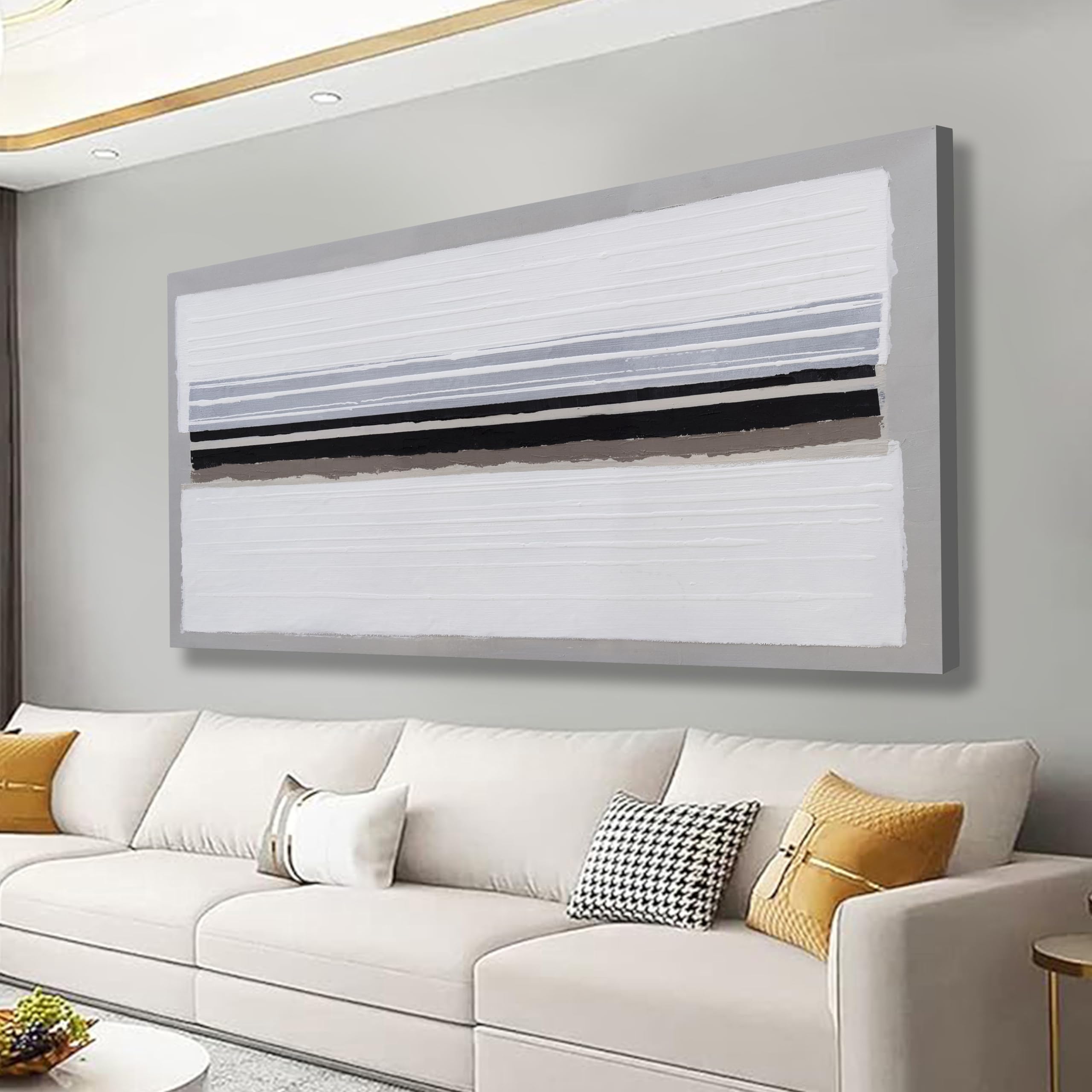 Abstract Canvas Wall Art Decor Large Wall Art Prints Black and White Minimalist Stripes Artwork Modern paintings Wall Decor for Living Room Wall Bedroom Kitchen Office Decor 30"×60"