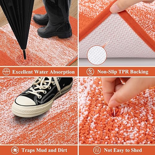 Miniatura 179 de Vaukki Tapete para puerta de entrada, antideslizante, absorbente, atrapador de lodo, tapete para el interior, tapete lavable para puerta de entrada