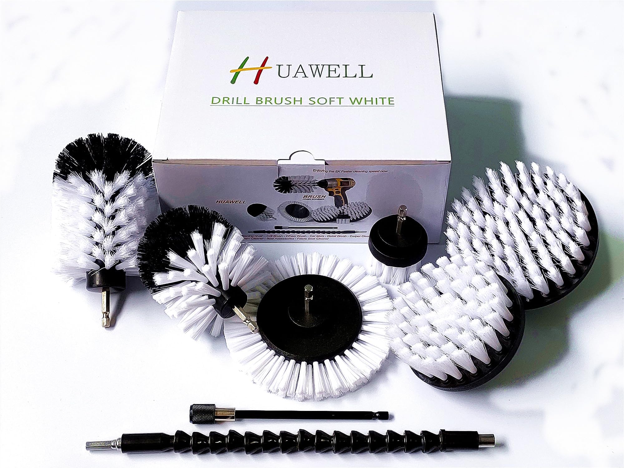 Hiware 4 Pcs Drill Brush Car Detailing Kit with Extend