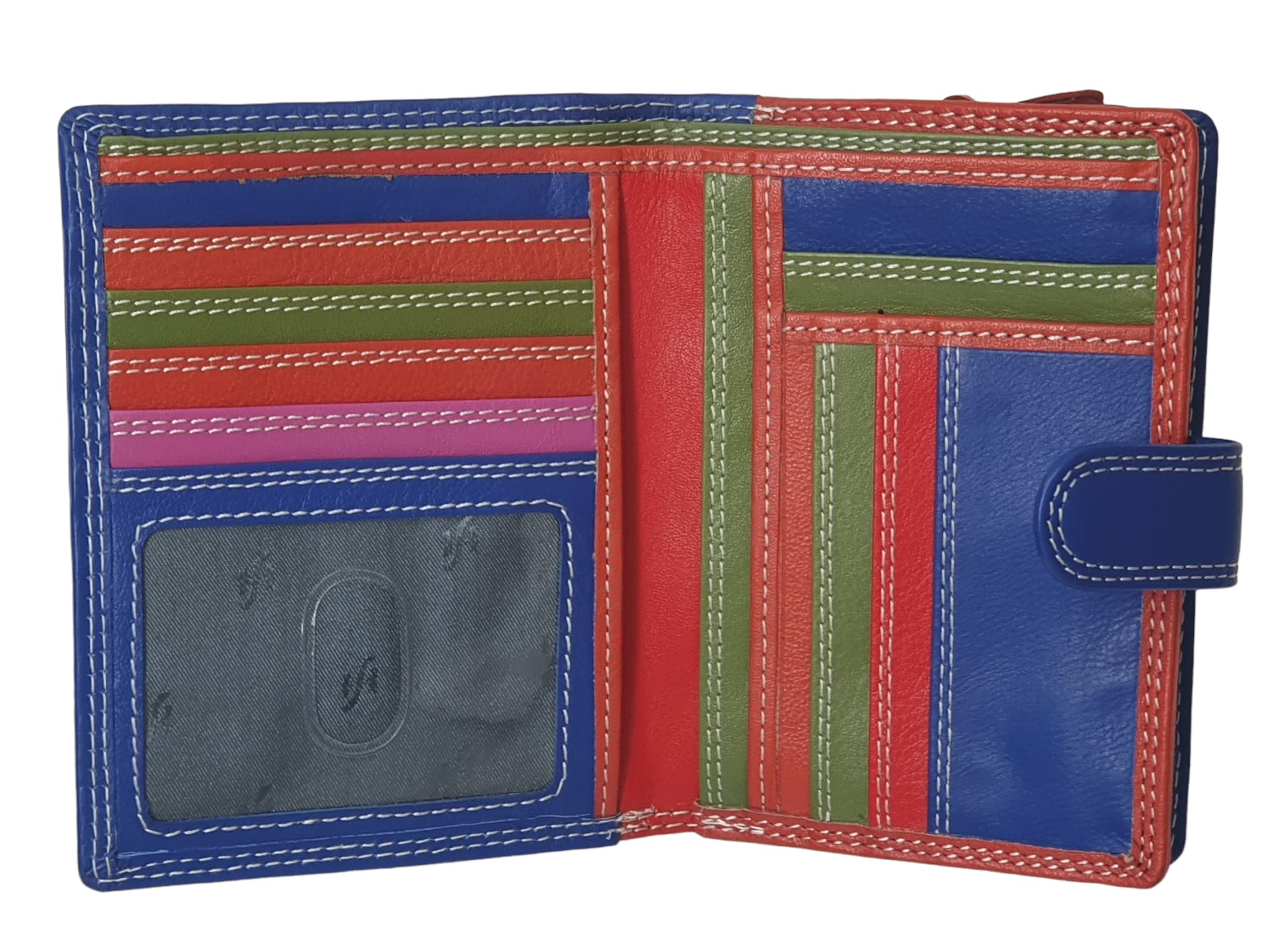 STARHIDE Multicoloured Womens Purse, RFID Blocking Compact Wallet with Extra Card Capacity, Soft Genuine Leather Medium Purse with Zip Around Coin Pocket 5535