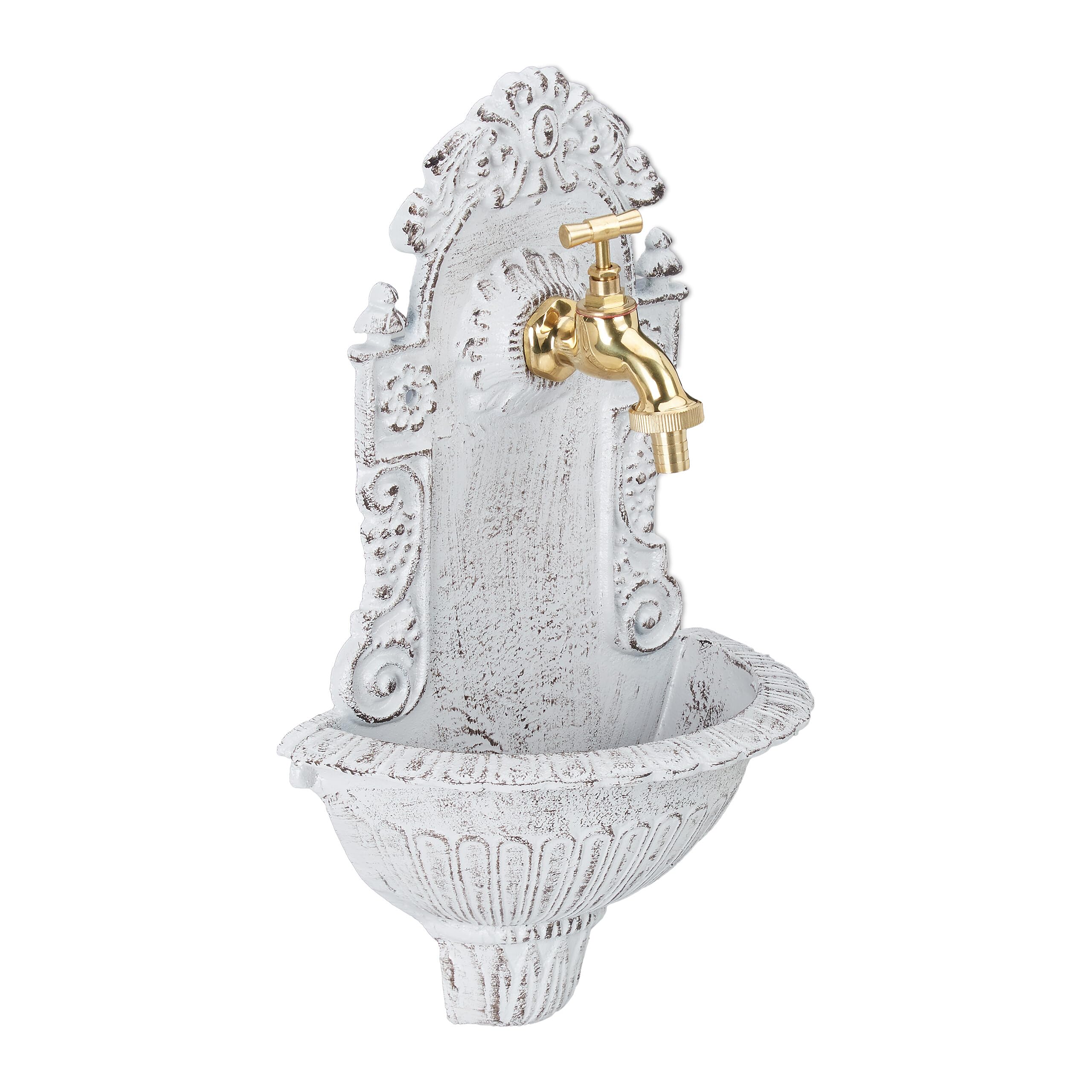 Fontaine murale de jardin en fonte d aluminium ornementale blanche
