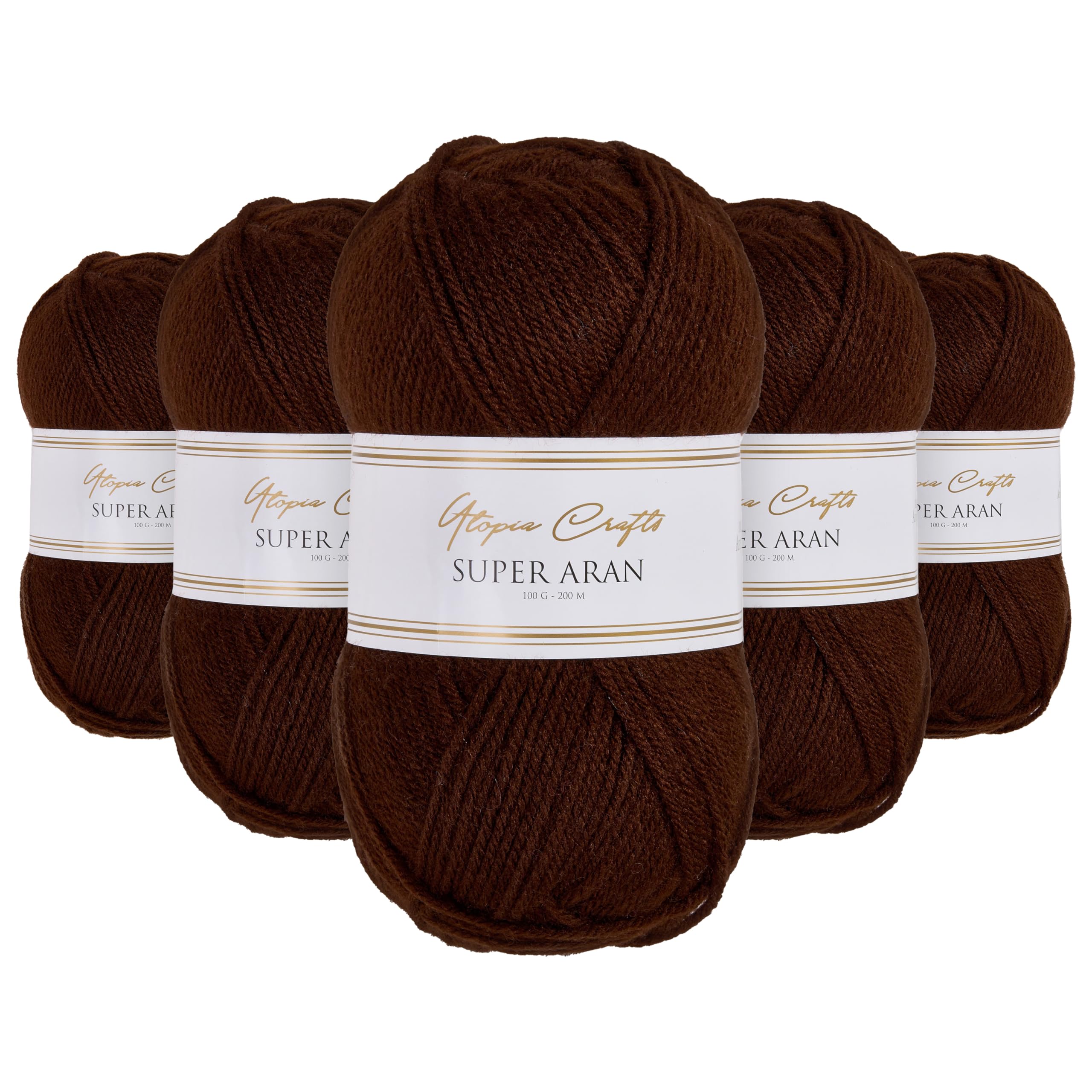 Utopia Crafts Super Aran Knitting and Crochet Yarn 5X 100g (Espresso Glow)