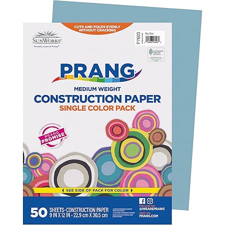 Prang (Formerly SunWorks) Construction Paper, Sky Blue, 9" x 12", 50 Sheets