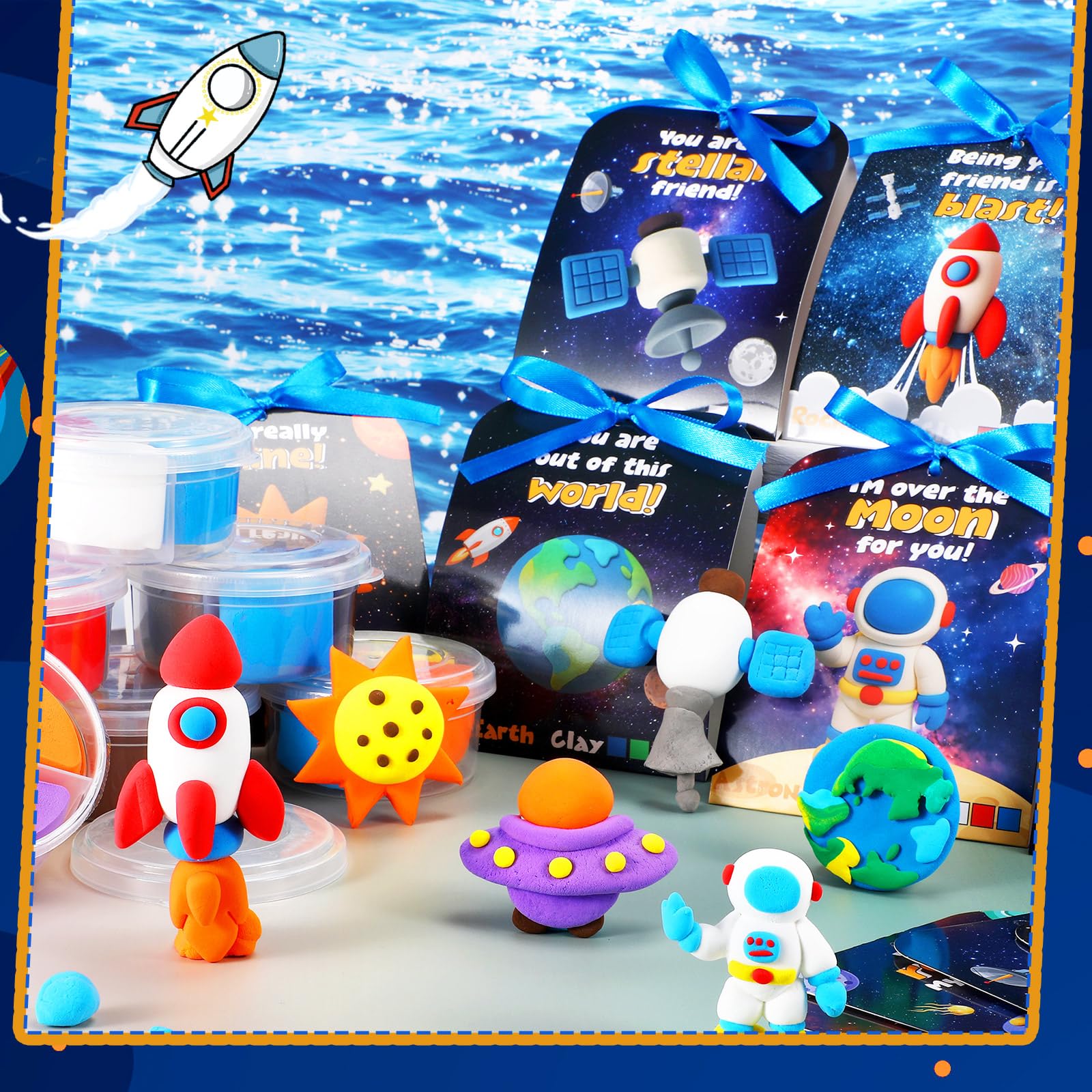 Capoda 30 juegos de arcilla de secado al aire espacial, kit de manualidades para el día de San Valentín, kit de manualidades para modelado, artes y manualidades, regalos de San Valentín, kits de