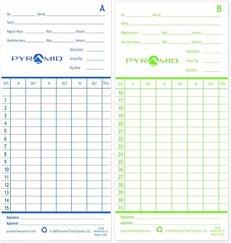 Miniatura 3 de Pyramid Time Systems 42415PK5 - 500 tarjetas de tiempo auténticas y auténticas para relojes de tiempo Pyramid Time Systems 2500, 2600 y 2650