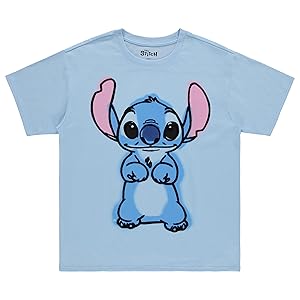 Disney Ladies Lilo and Stitch Shirt - Ladies Classic Lilo and Stitch Embroidery Tee Lilo and Stitch Front and Back T-Shirt