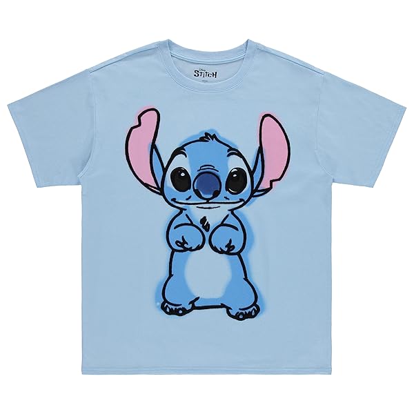 Disney Ladies Lilo and Stitch Shirt - Ladies Classic Lilo and Stitch Embroidery Tee Lilo and Stitch Front and Back T-Shirt