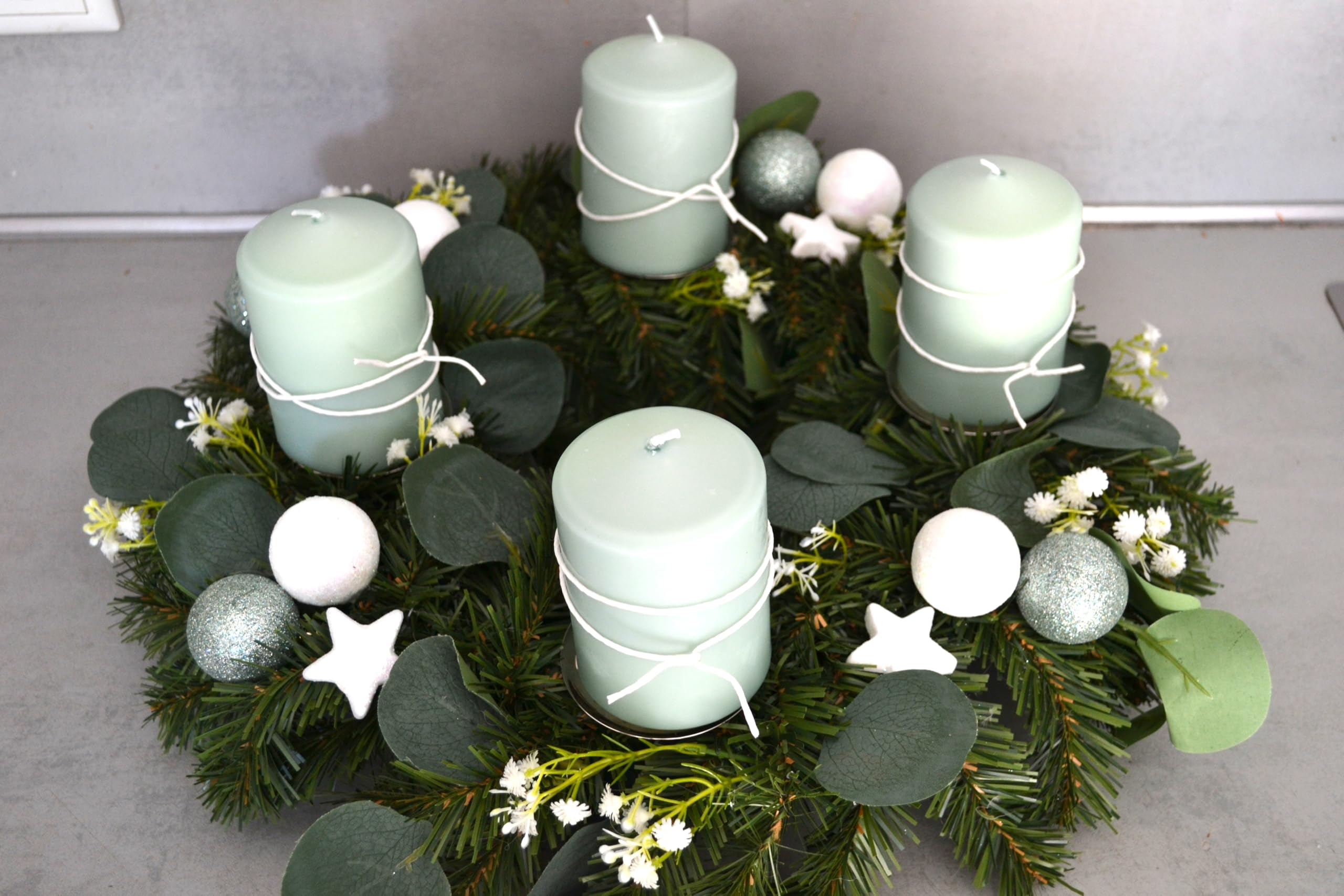 Adventskranz künstlich grün 40 cm Weihnachten Advent Gesteck Adventkranz