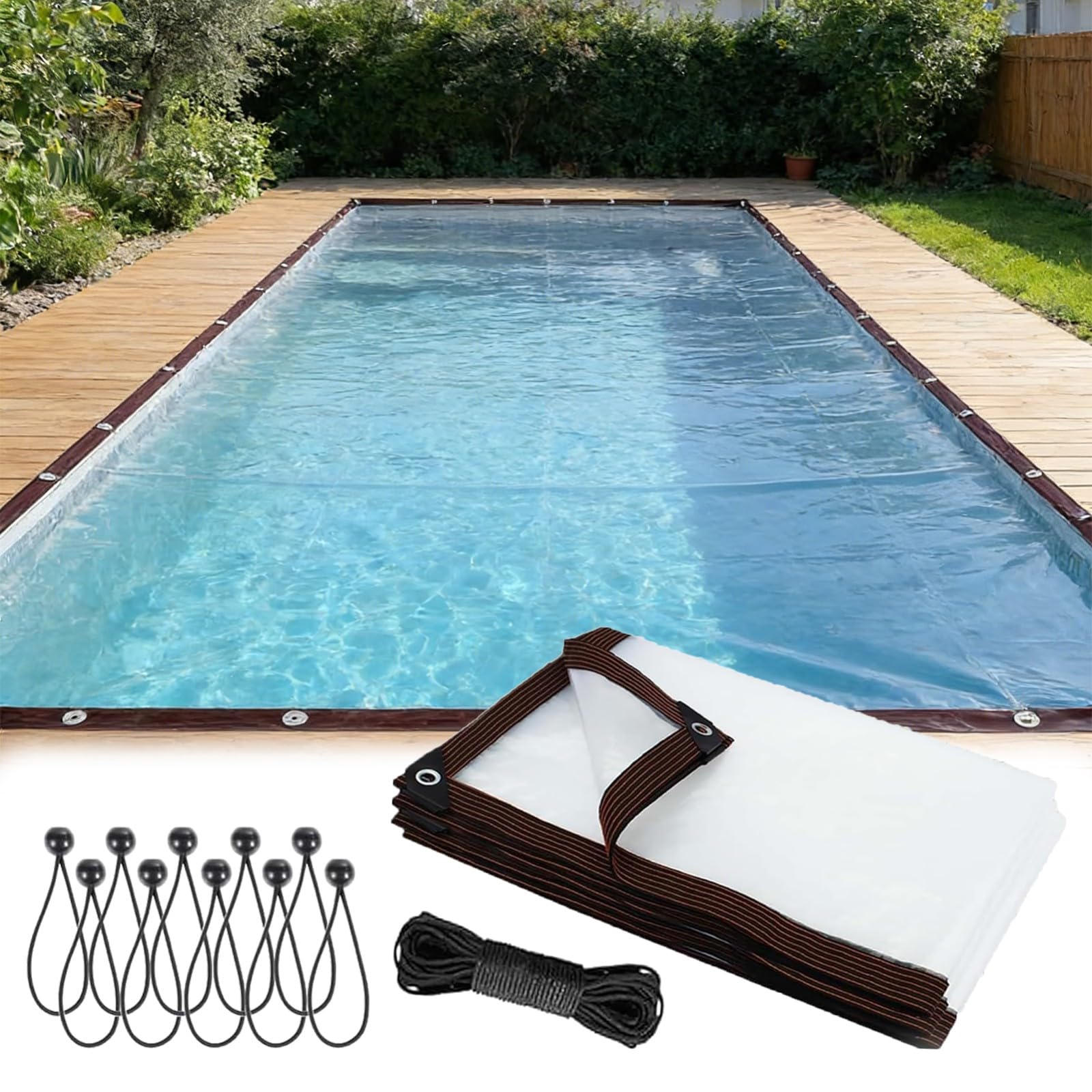 Waterproof Clear Tarpaulin with Eyelets, Tarps Thicken Tarp Cover, Outdoor Transparent Cover for Garden Patio Lawn Plants Greenhouse or Barn Clear, 20×20 FT