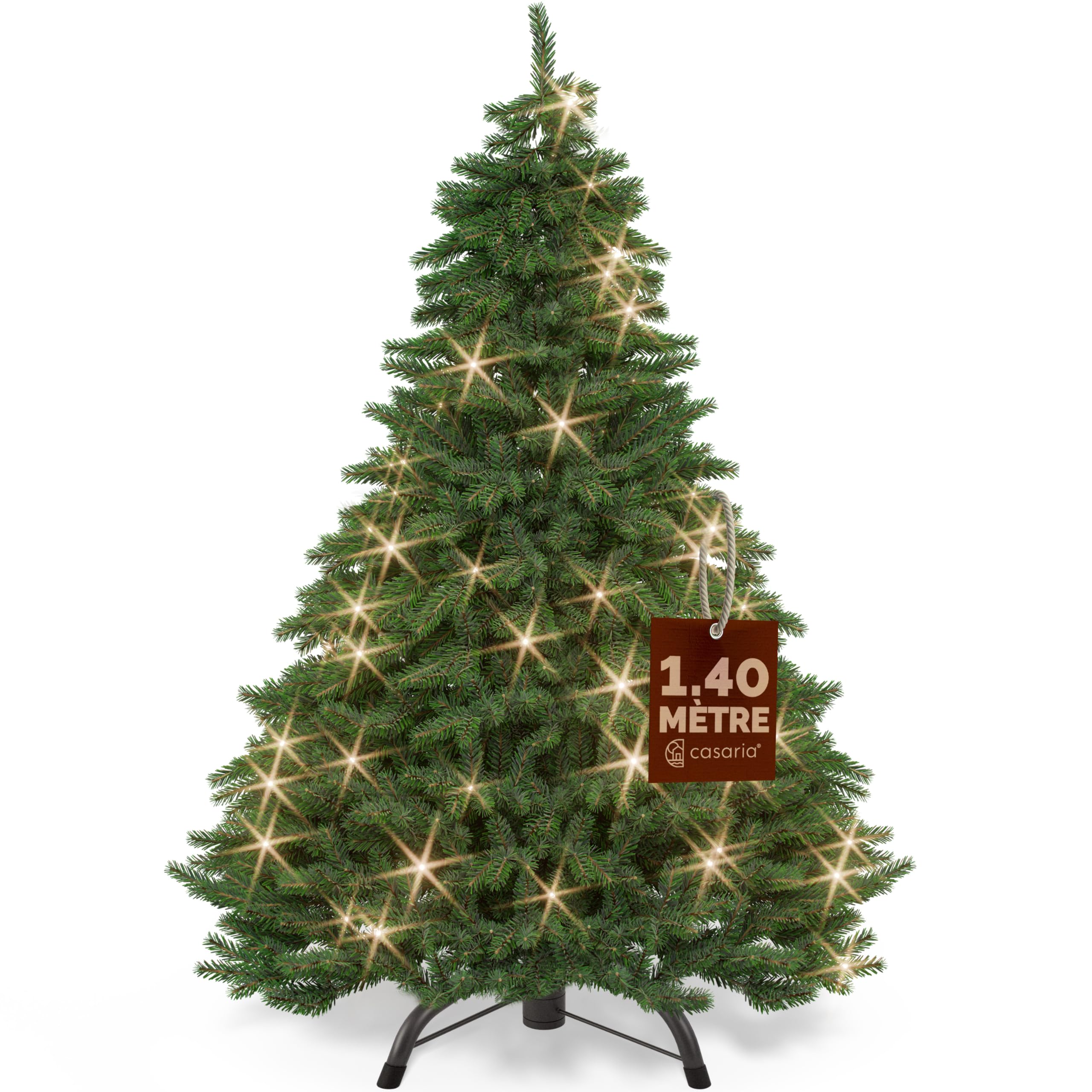 CASARIA® Sapin de Noël Artificiel Premium M 140cm avec Guirlande Lumineuse Support métal Arbre de noël Imitation Parfaite densité Branches