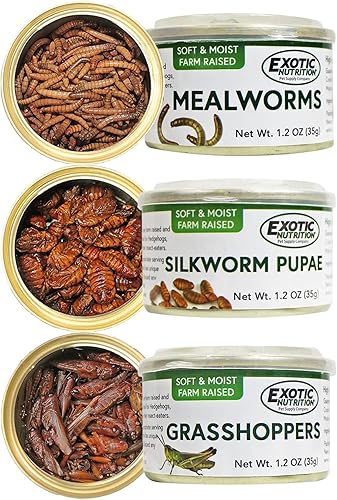 Canned Insect Assortment (3 Pack) - Healthy High-Protein Treat - Sugar Gliders, Hedgehogs, Skunks, Squirrels, Wild Birds, Opossums, Turtles, Tropical fish, Reptiles, Amphibians & Other Small Pets