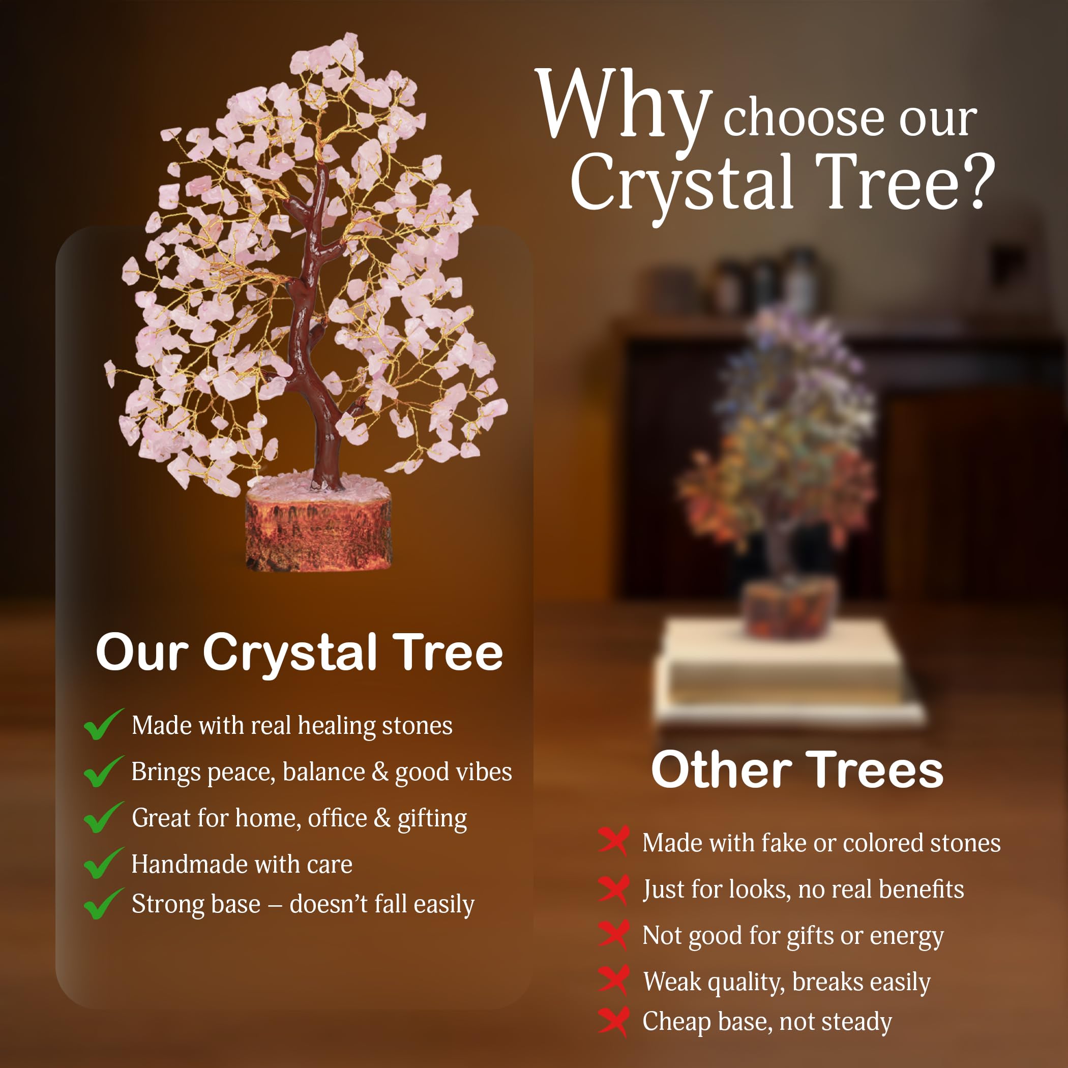 Amazon.com: YATSKIA Rose Quartz Tree | Crystal Tree Gifts for