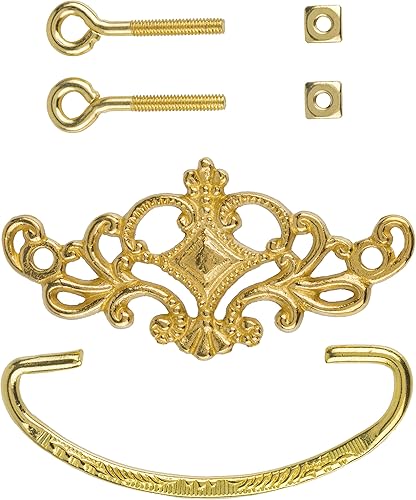 Miniatura 3 de Tirador de fianza de latón fundido con diseño de corona victoriana  Centros 3 " Mango para puerta de gabinete antigua, cajón de aparador, escritorio