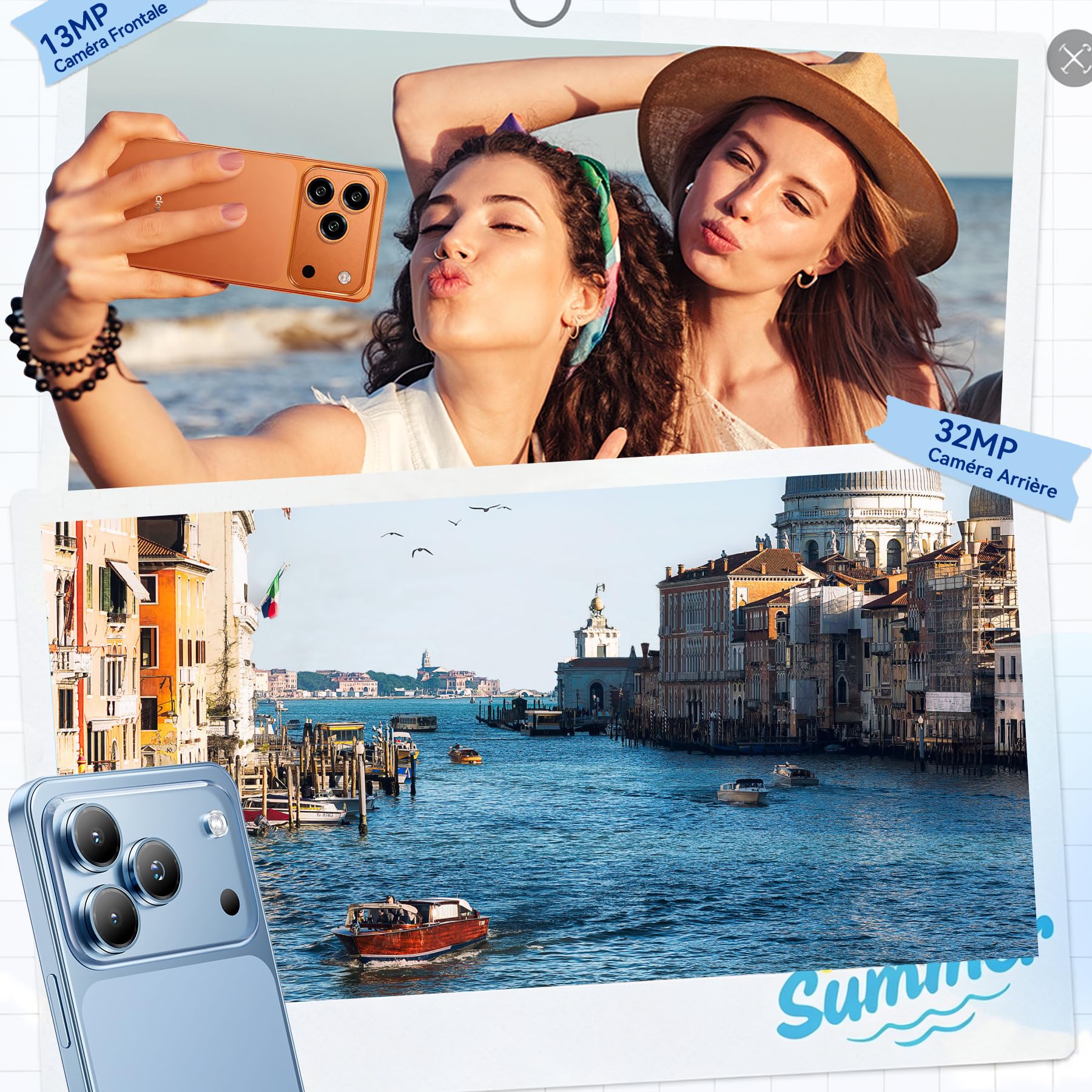 Blackview Wave 7C Smartphone Pas Cher Android 16 (2026), 16Go+64Go, Orange