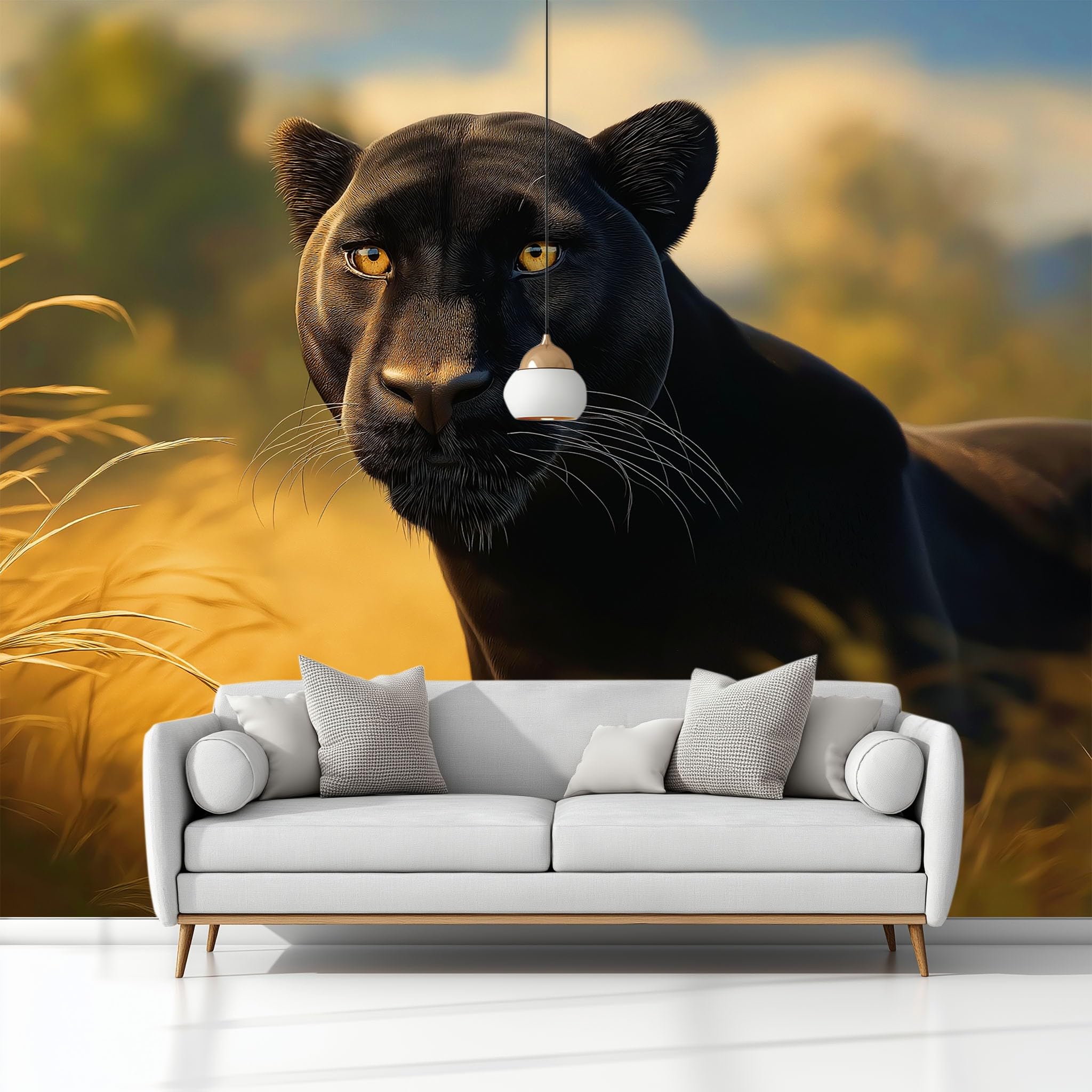 Zwierzę Pantera Tapeta Sypialnia Dzieci Chłopcy 3D Tapeta Mural, Żółty Dzieci Nastolatki Pokój Plakat Fototapeta Tematyczny Pokój Zabaw 350 x 256 cm