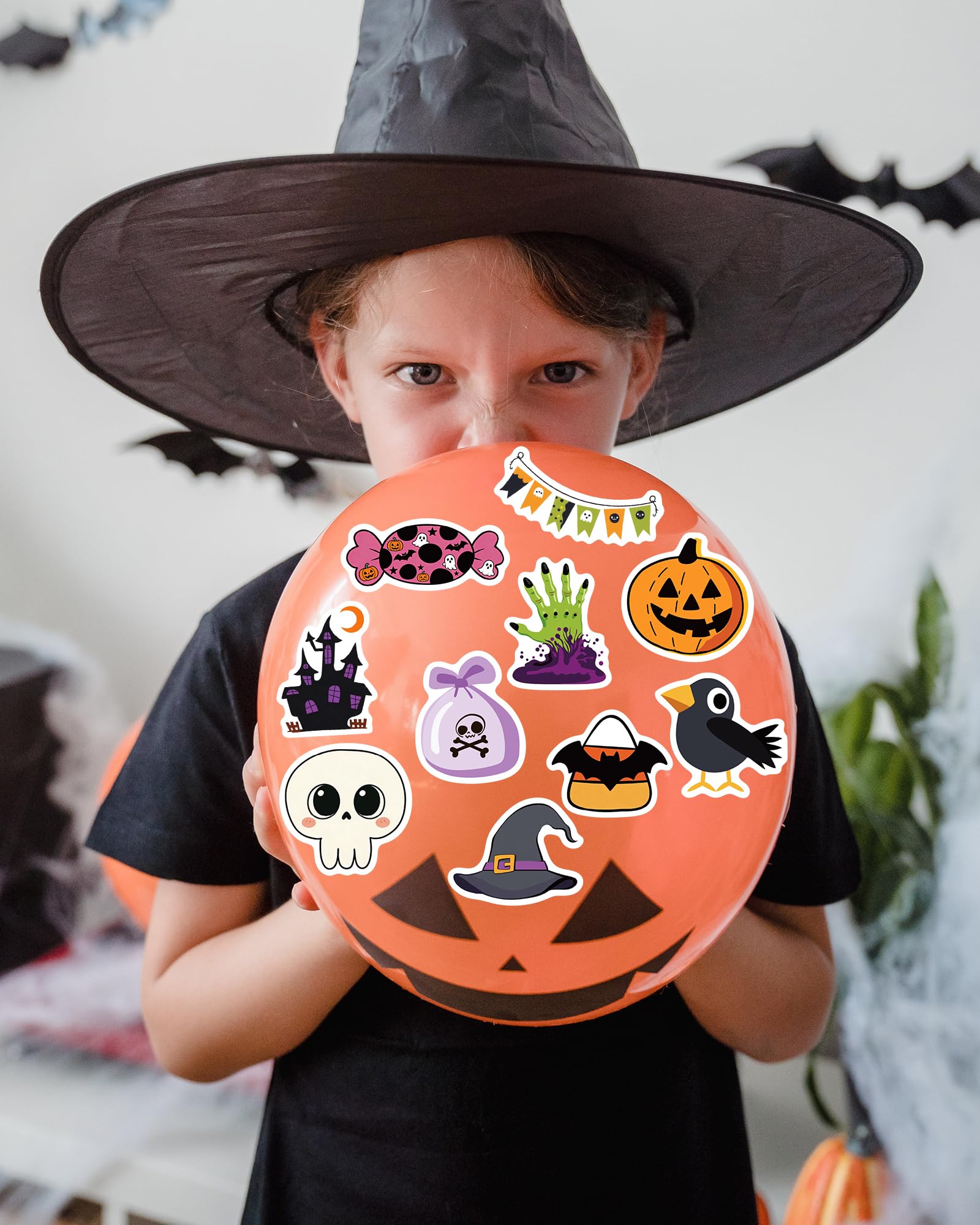 Benresive Lot de 300 autocollants d'Halloween pour enfants, autocollants de vacances d'Halloween en vrac, cadeaux de fête d'Halloween pour enfants, jolis autocollants en vinyle imperméable pour