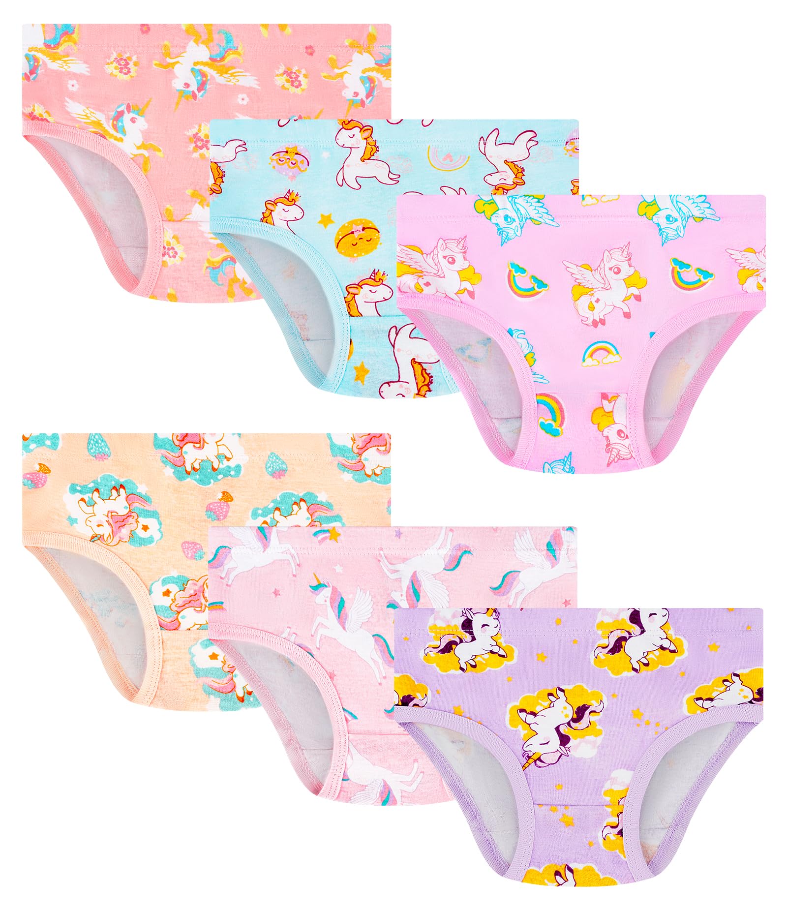 Girls and Toddlers 100 Cotton Underwear Tagless Soft Panties Size 2-3T 4-5T 6 8 10 12 6-Pack
