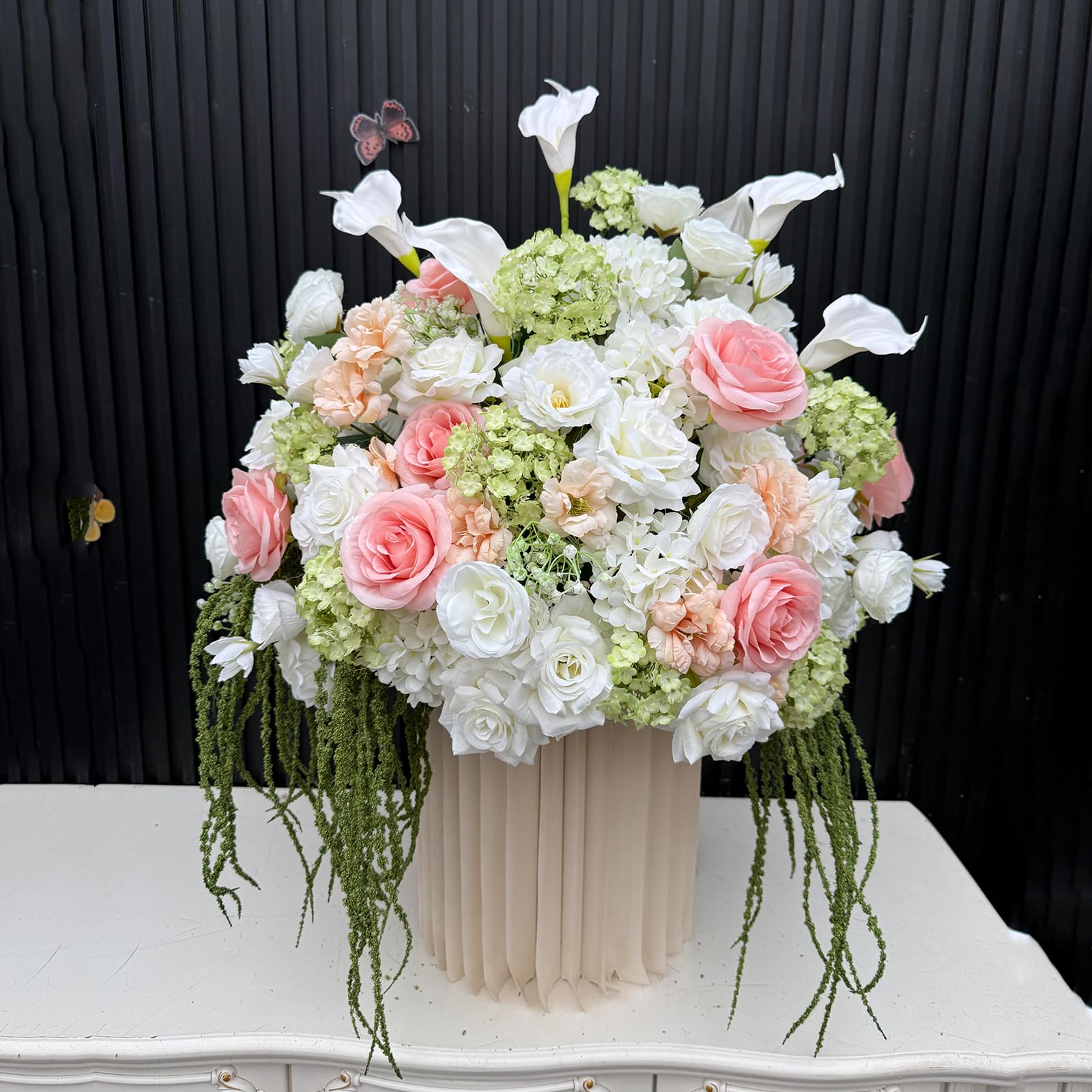 Blush White Artificial Flower Arrangement, Wedding Centerpiece Home Decor (Ball,60cm)