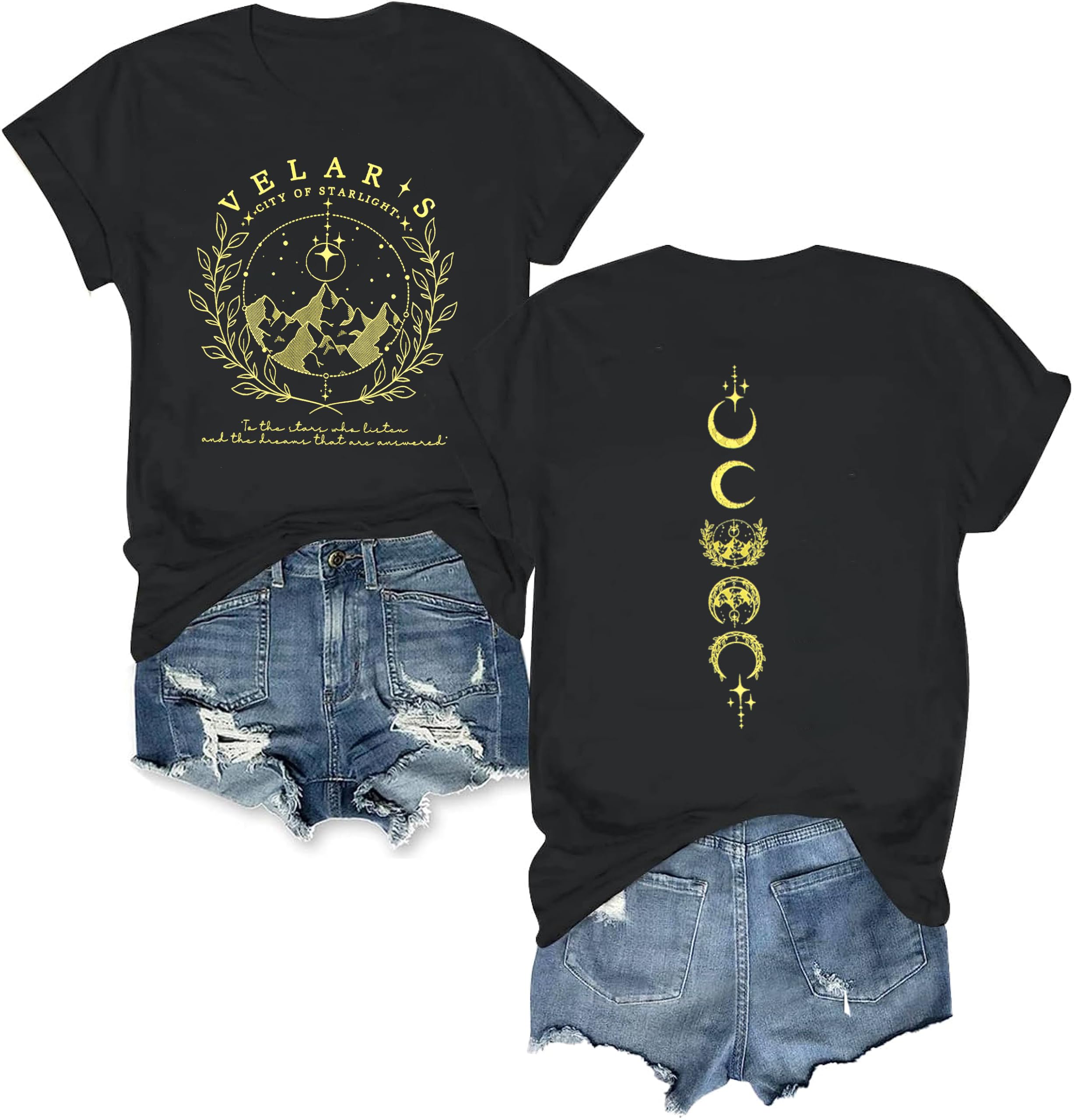 Acotar Velaris Shirt Women City of Starlight Shirt Vintage Stars Graphic Tee Funny Letter Printed Short Sleeve Tops