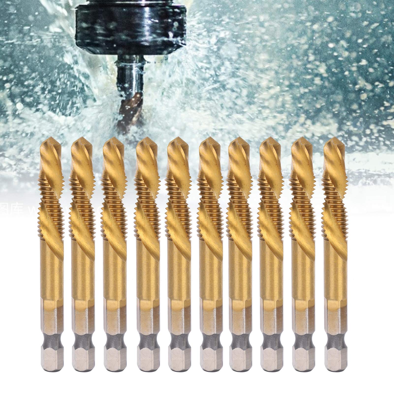 Kit de tarauds à vis M8 en acier rapide, 10 pièces avec revêtement en titane pour un perçage Durable dans les alliages d'acier, de cuivre et d'aluminium