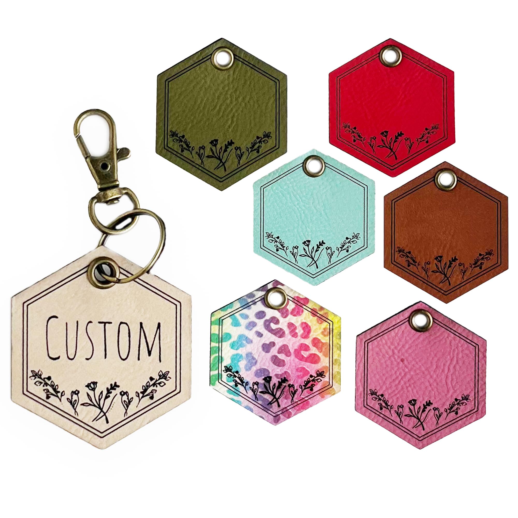 EdenBEbows Custom Engraved Leatherette Keychain | Name Tag | Backpack | Diaper Bag | Sport Tag | Made in USA