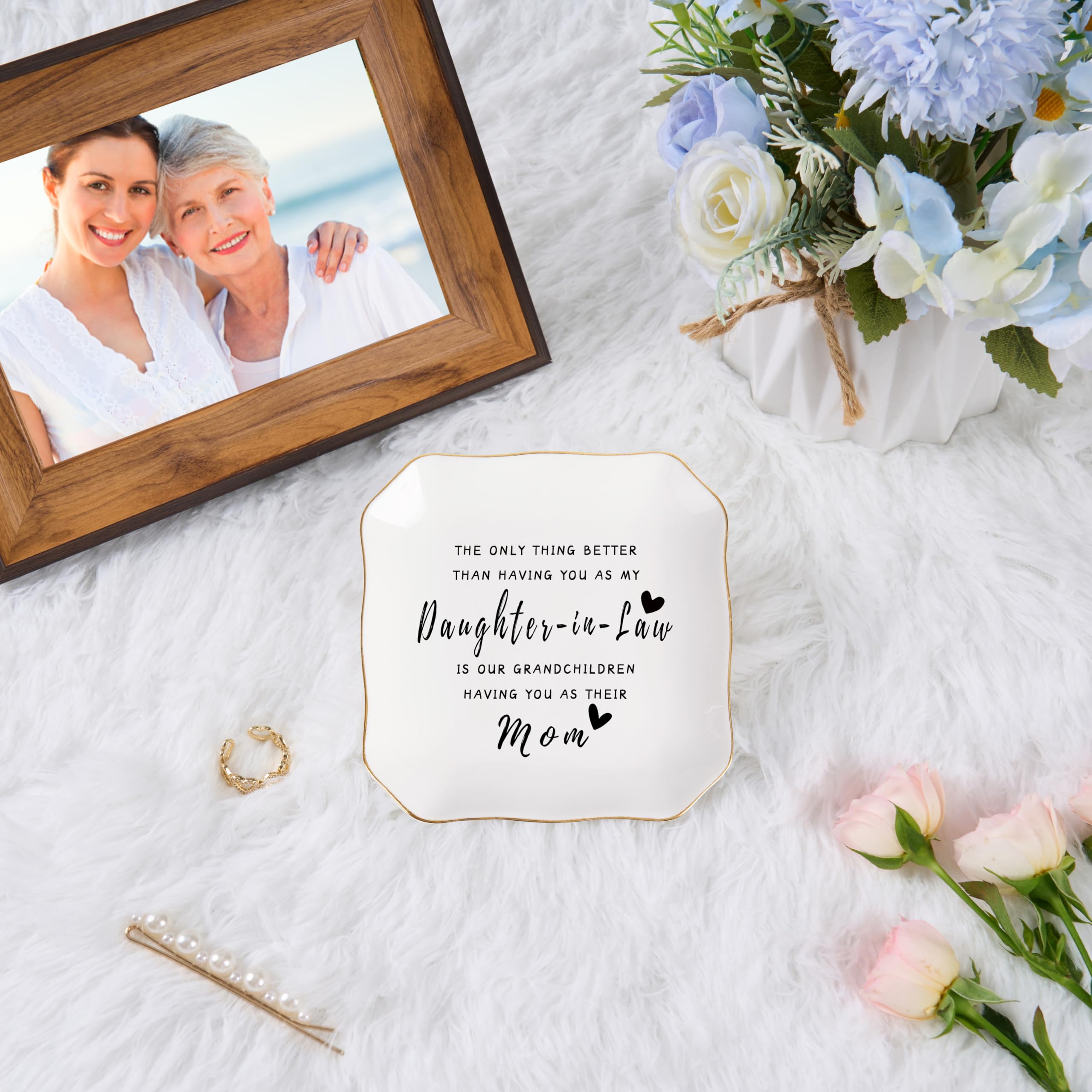Daughter in Law Gifts Jewelry Dish Tray for Future Daughter in Law Wedding Birthday Christmas Mothers Day Valentines Gift- The Only Thing Better Than Having You As My Daughter in Law