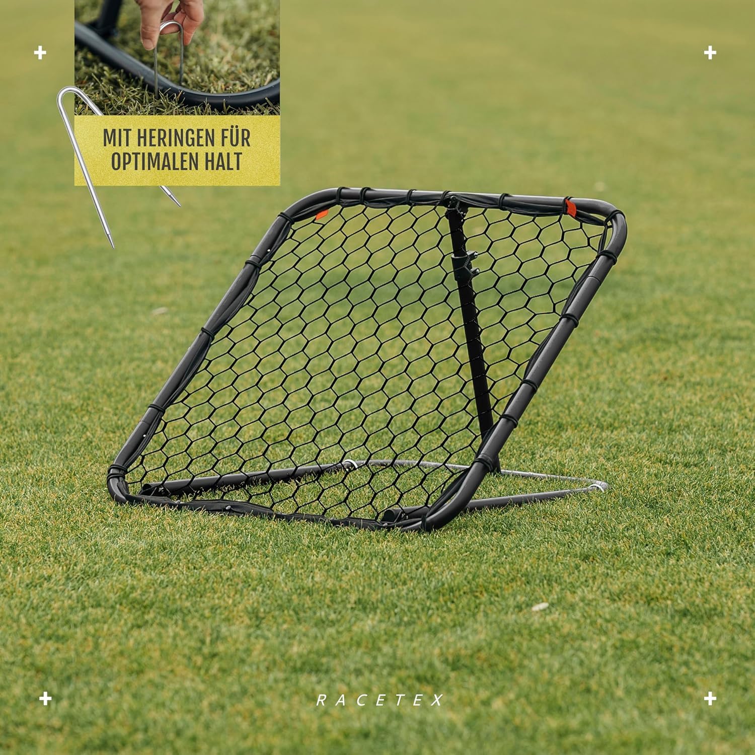 Racetex Rebounder für Fußball - Fussball Rebounder mit robuster Konstruktion - Stufenlos Verstellbar - Fußball für Schuss-, Pass- und Ballannahme Training