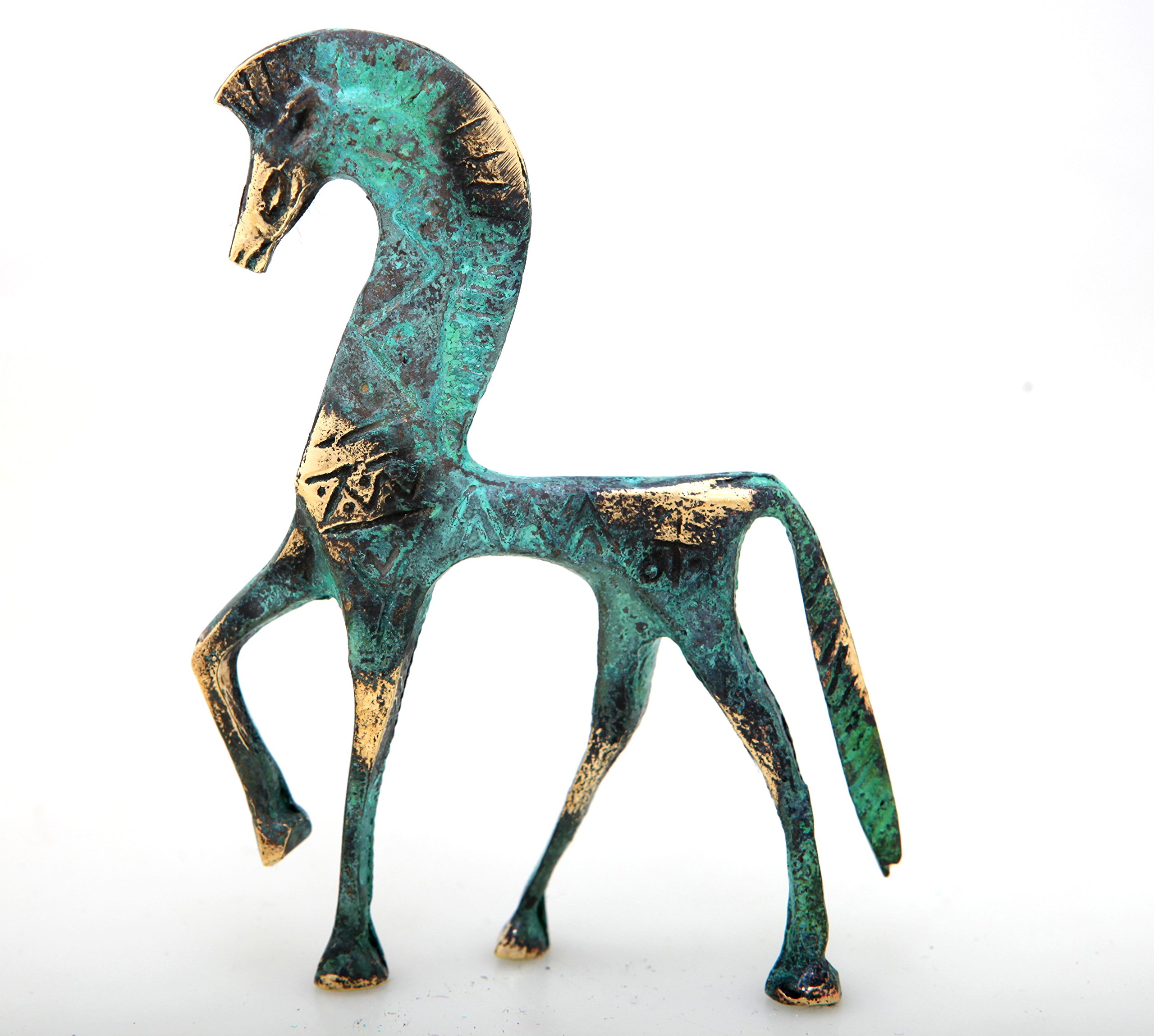 IconsGr Estatua del museo de bronce griego antiguo réplica del caballo de la era geométrica 123