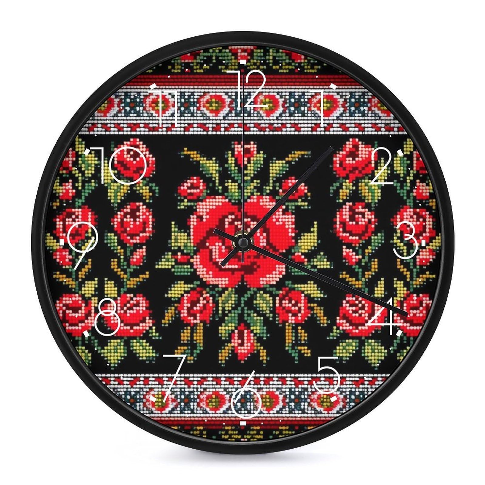 Horloge murale silencieuse rose 25cm pour dormir sans tic-tac de salle de bain
