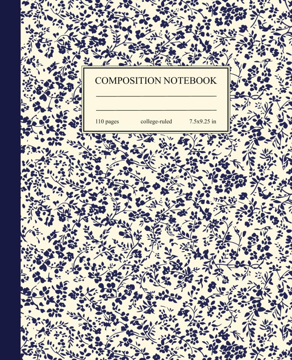 Composition Notebook College Ruled: Vintage Blue Floral Botanical Illustration | Floral Aesthetic Journal for College, School, Office & Work