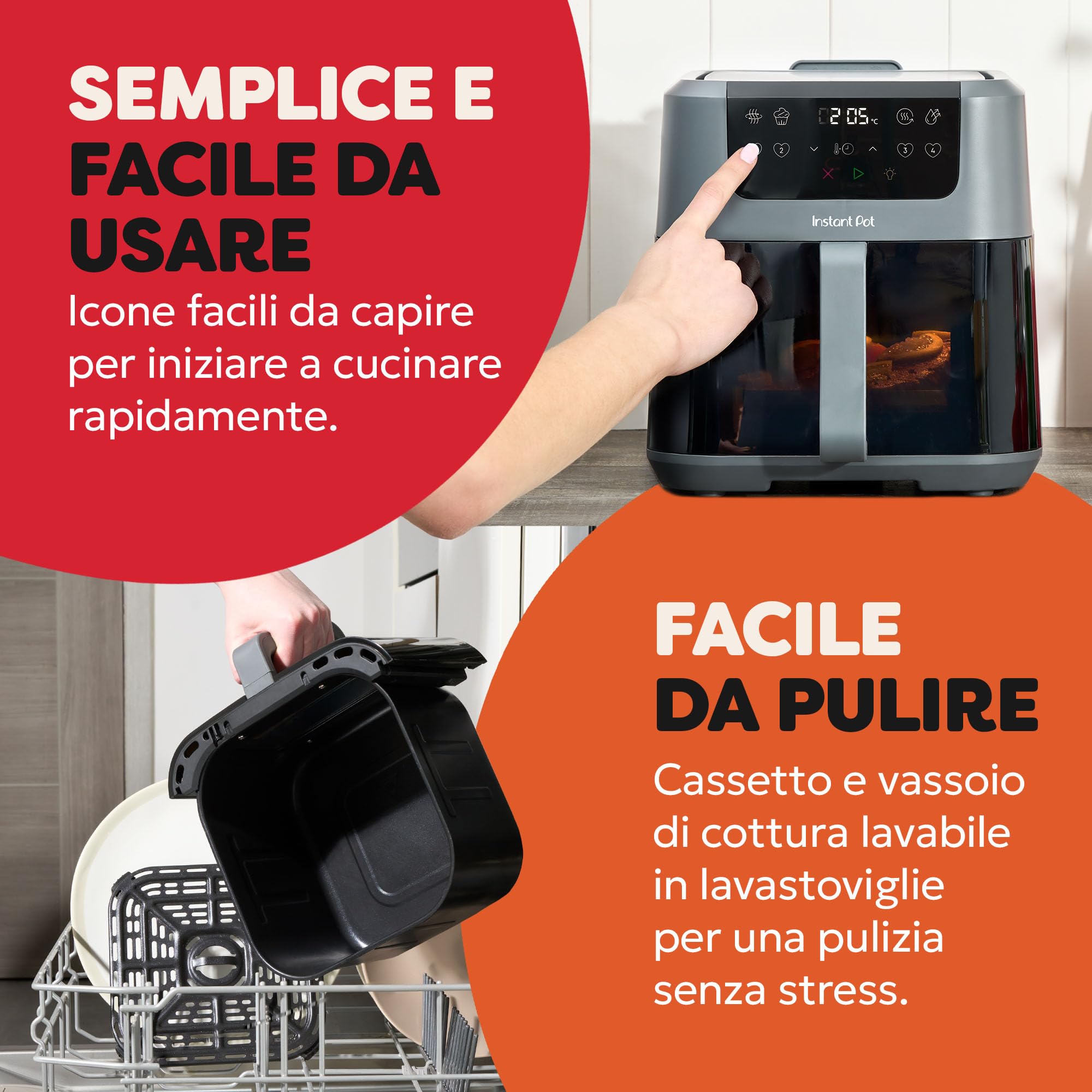 Instant Pot - Friggitrice ad aria calda Vortex Compact Truffle-Cestello da 5 l, formato famiglia, 4 in 1-Frigge ad aria calda,essicca,cuoce al forno,riscalda,rivestimento antiaderente,facile da pulire