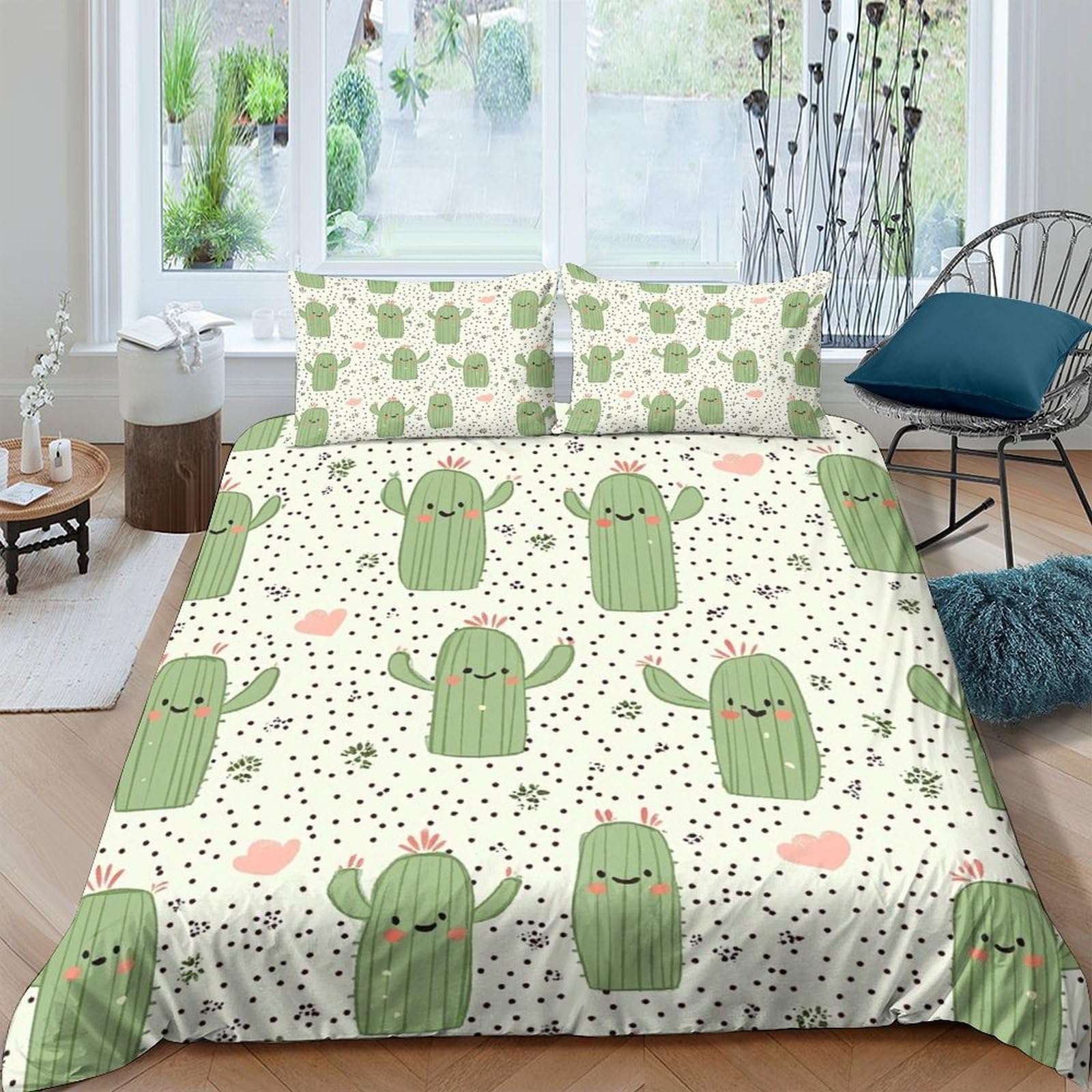 Ctjqhvkz Style-3 3D Printed Cartoon Cactus Fitted Sheet Microfiber Soft Breathable Cute Succulent Mattress Cover For Bedroom Dorm Decor Single（135X200cm）