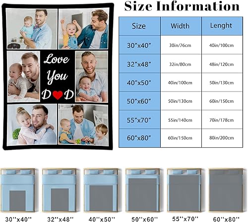 Vista 49 de Regalos personalizados para el día del padre, cumpleaños para papá de hija, esposa, hijo, regalos personalizados para el día del padre, manta con S1