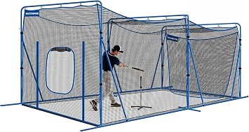 Batting Cage Net with Metal Frame, 20x10x8ft Baseball Softball Practice Net