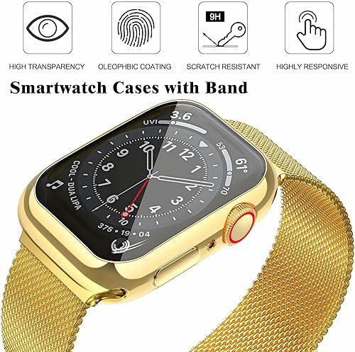 Miniatura 10 de JuQBanke - Bandas magnéticas de metal compatibles con Apple Watch de 1.654in con funda, correa de repuesto de malla milanesa de acero inoxidable