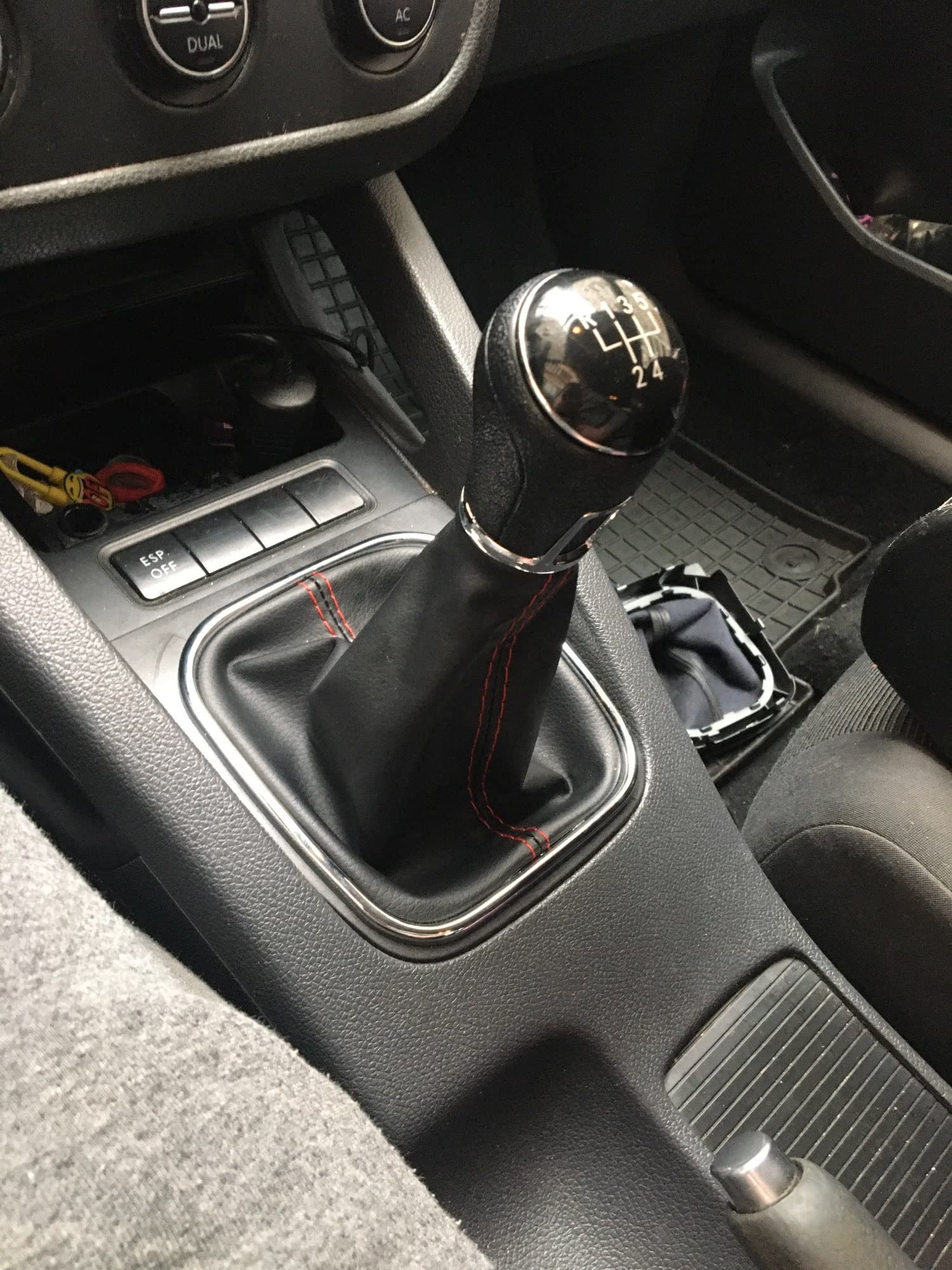 Auto 5/6 velocità Manuale Leva del Pomello del Cambio & Boot Gaitor in Pelle Nera Set per V&olkswagen per Golf 5 6 per Jetta V VI per Scirocco (Color : 6 Speed)