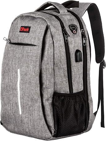 OPACK Travel Laptop Backpack, Business Anti Theft Slim RFID Blocking pocket Durable 15.6 Inch Laptops Backpack, USB Charging Port, Water Resistant College Laptop Bag
