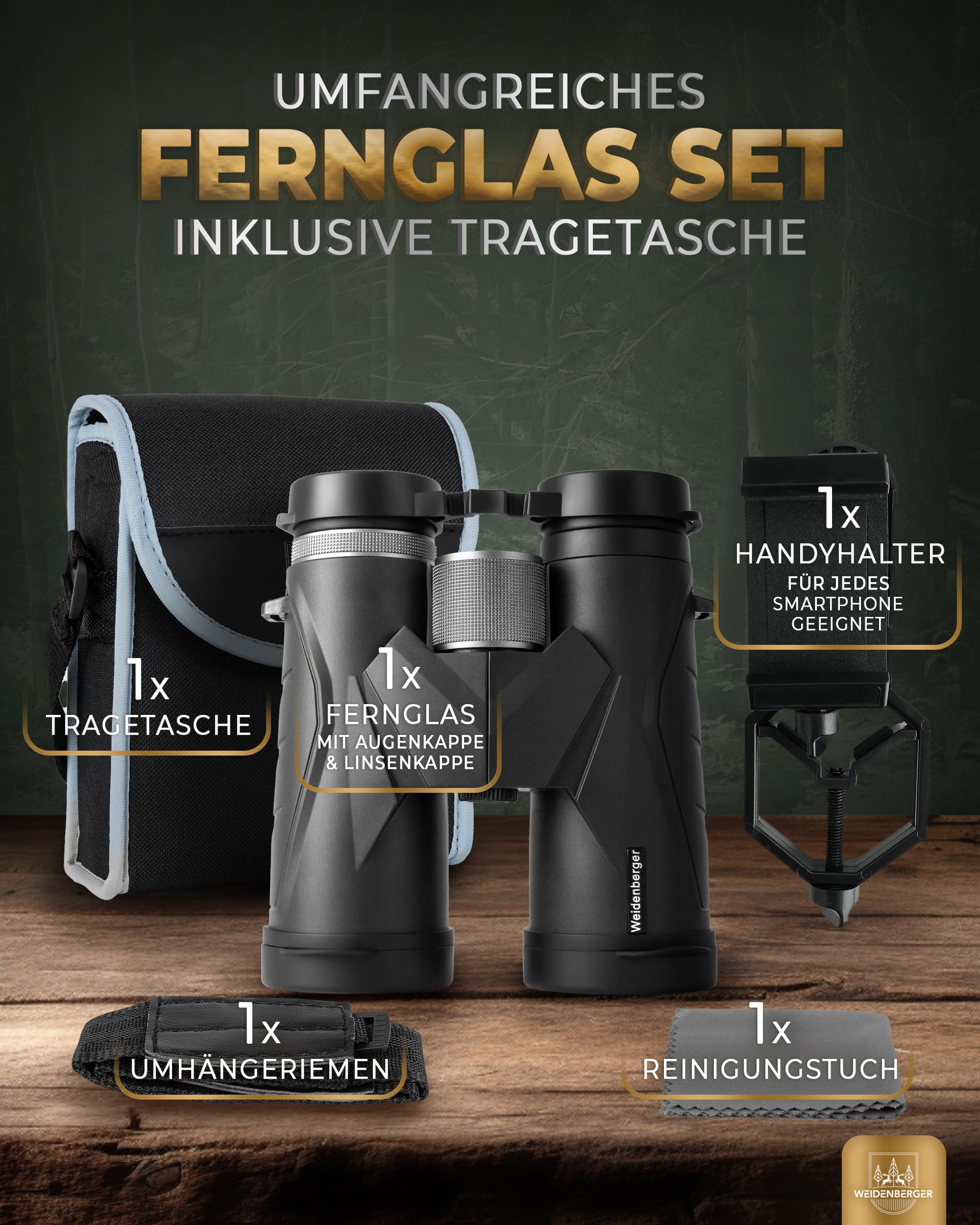 Fernglas 12x42, [TESTSIEGER] Magnesium Fernglas mit Nitrogenfüllung und wasserdicht, für Erwachsene, BAK4 HD Prisma + FMC Objektiv, auch Brillenträger geeignet (Schwarz, 12x42)